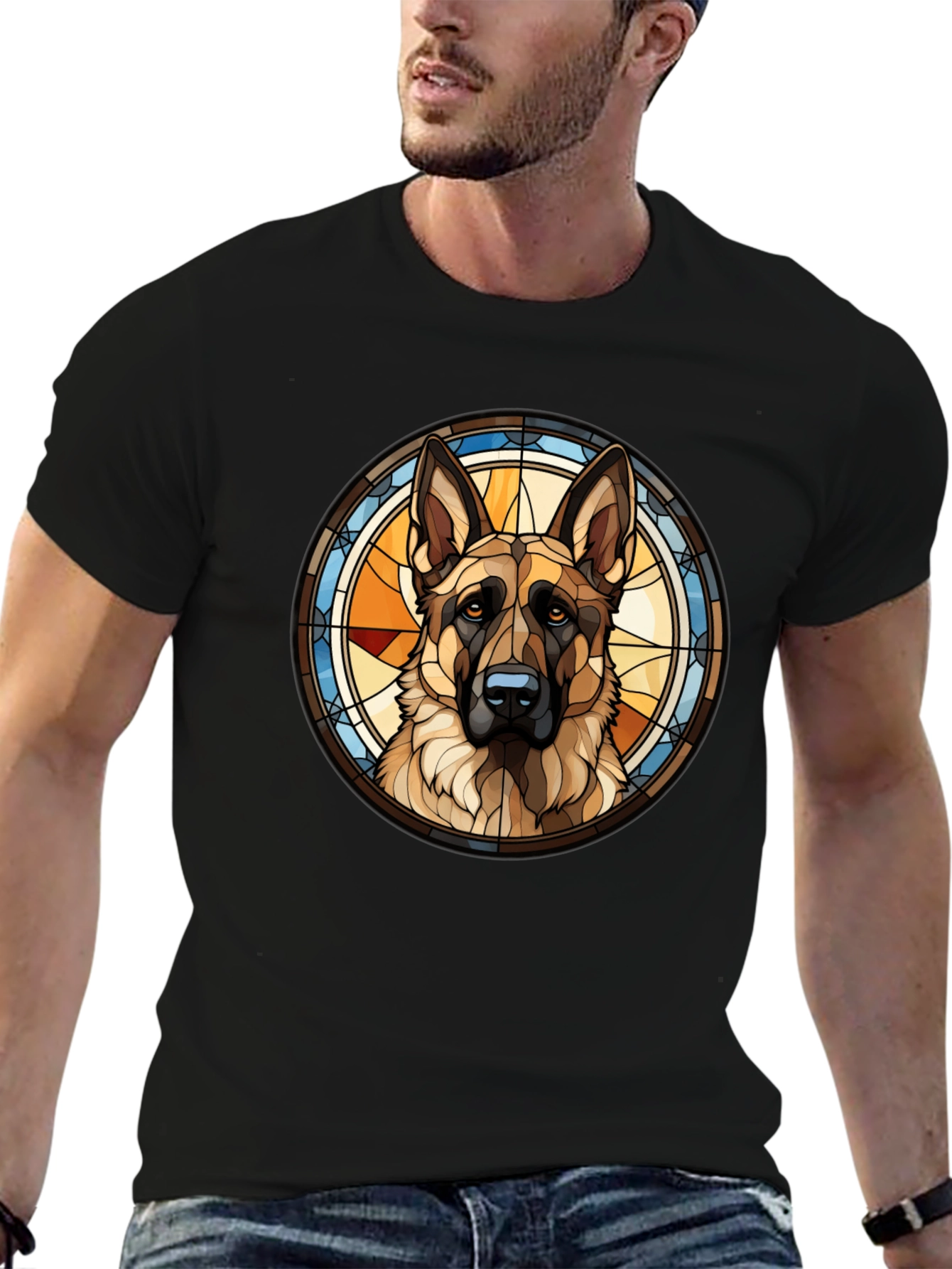 Stained Glass German Shepherd Dog T-Shirt