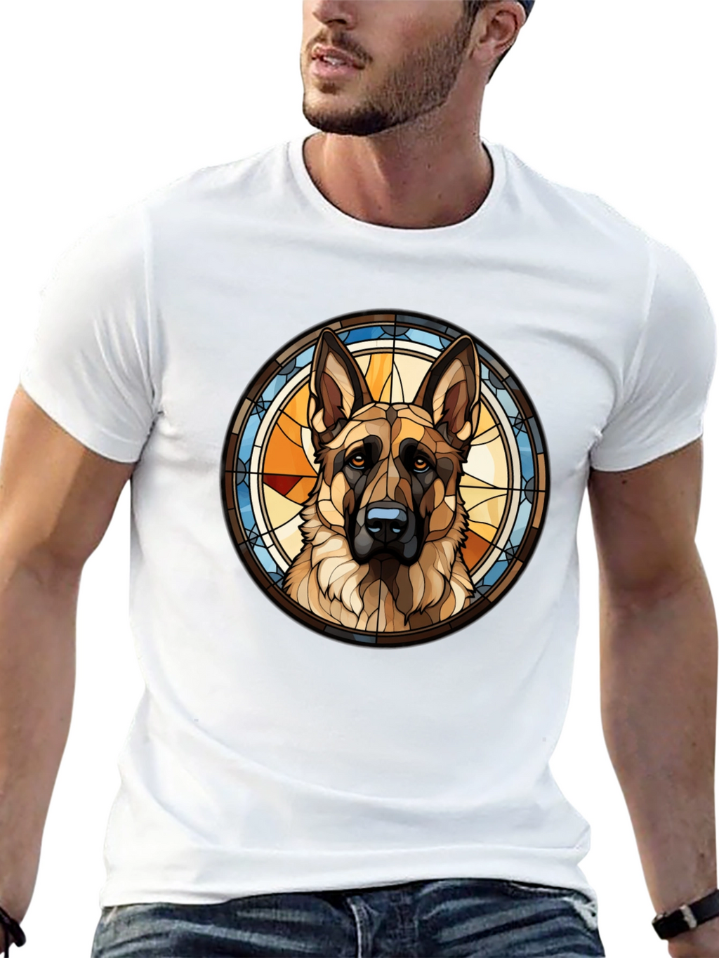 Stained Glass German Shepherd Dog T-Shirt