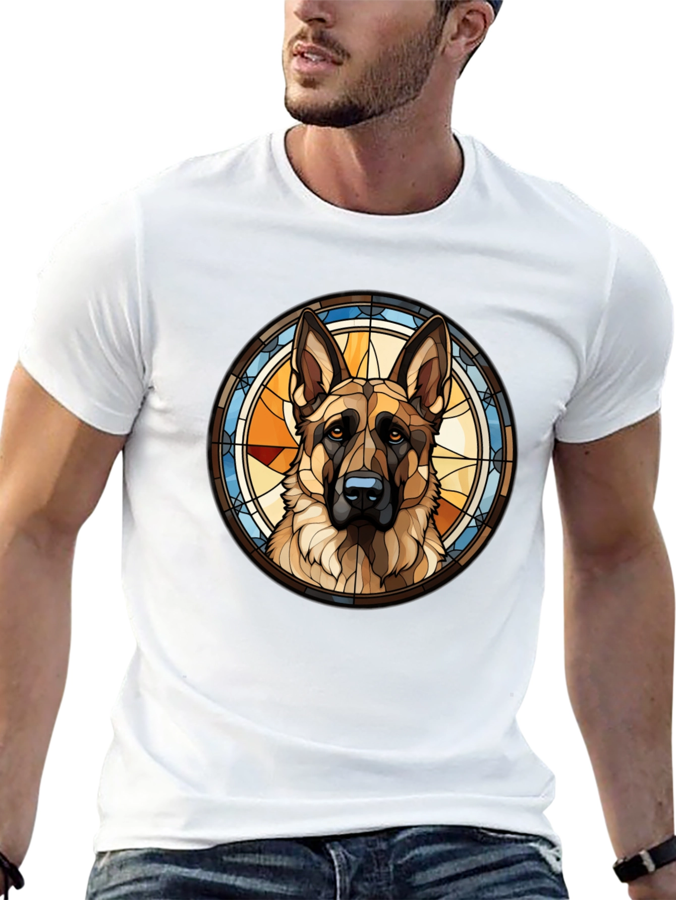 Stained Glass German Shepherd Dog T-Shirt