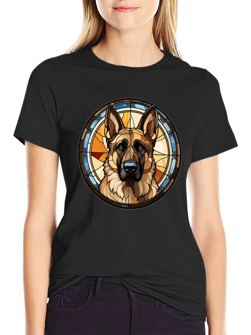 Stained Glass German Shepherd Dog T-Shirt