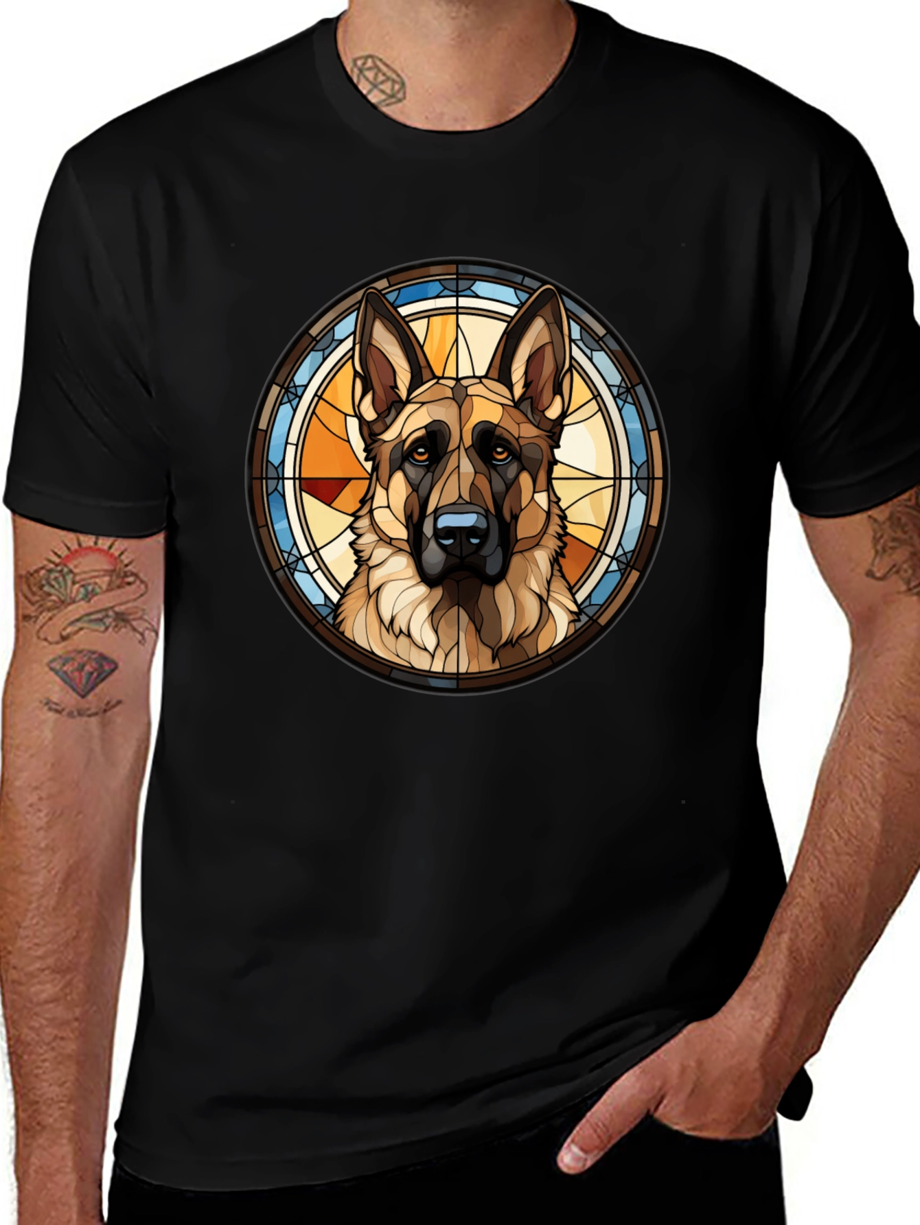 Stained Glass German Shepherd Dog T-Shirt