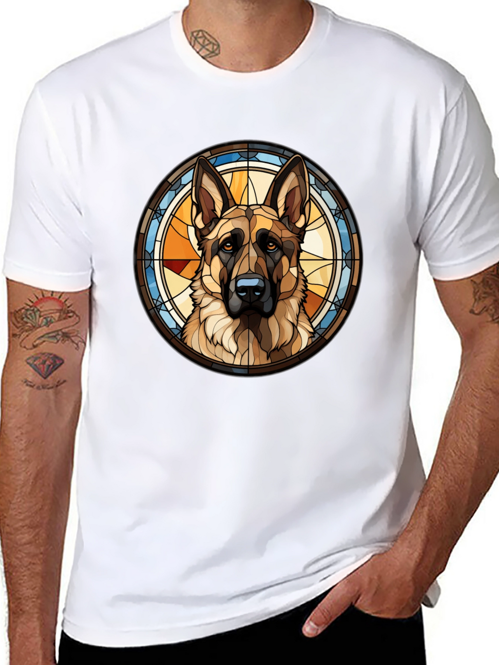 Stained Glass German Shepherd Dog T-Shirt
