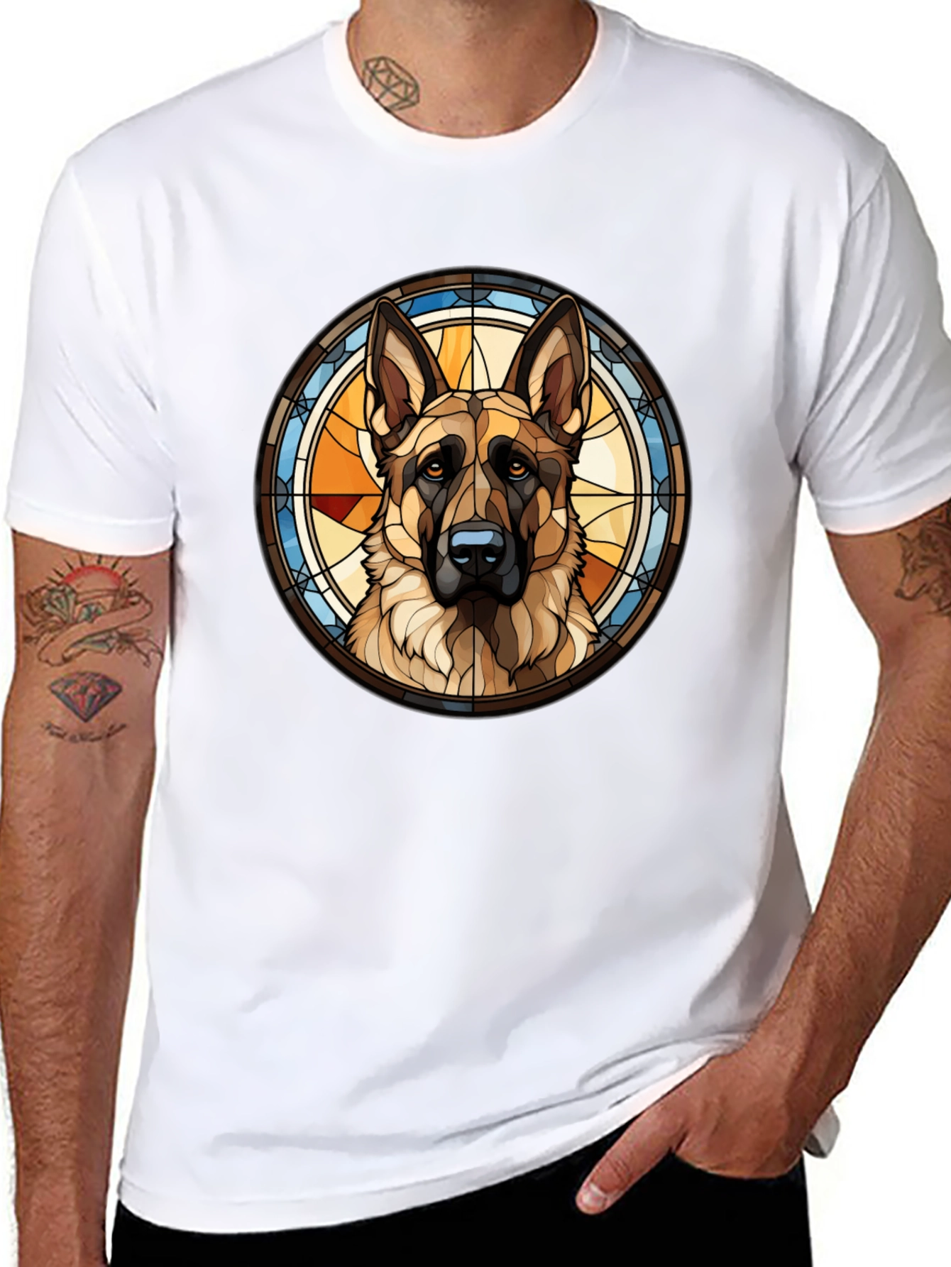 Stained Glass German Shepherd Dog T-Shirt