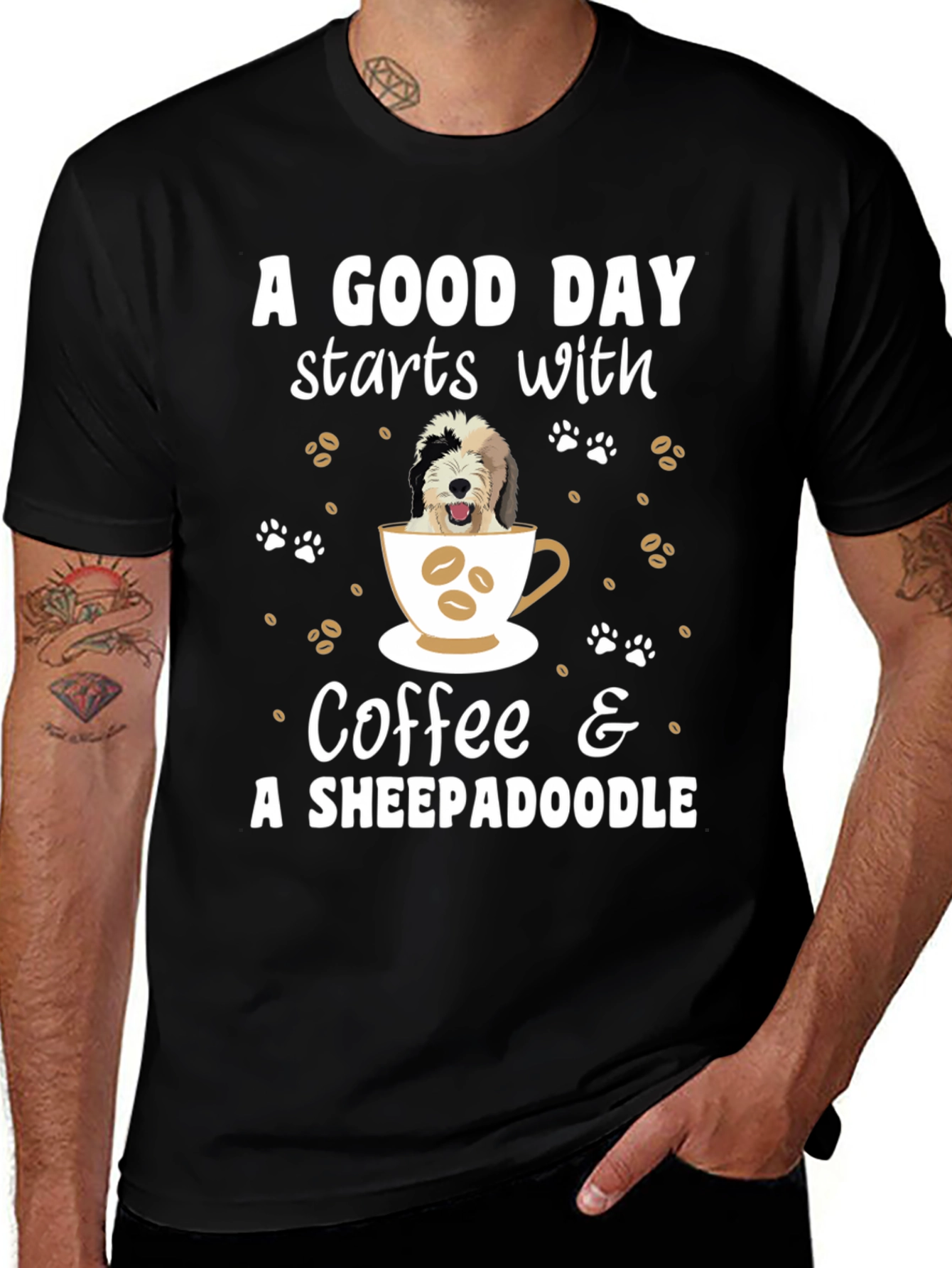 Coffee and Sheepadoodle Graphic Tee