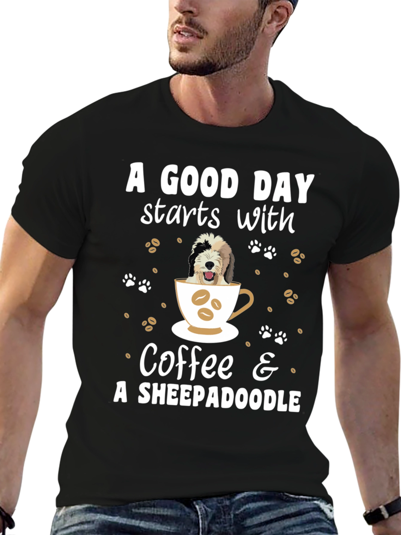 Coffee and Sheepadoodle Graphic Tee