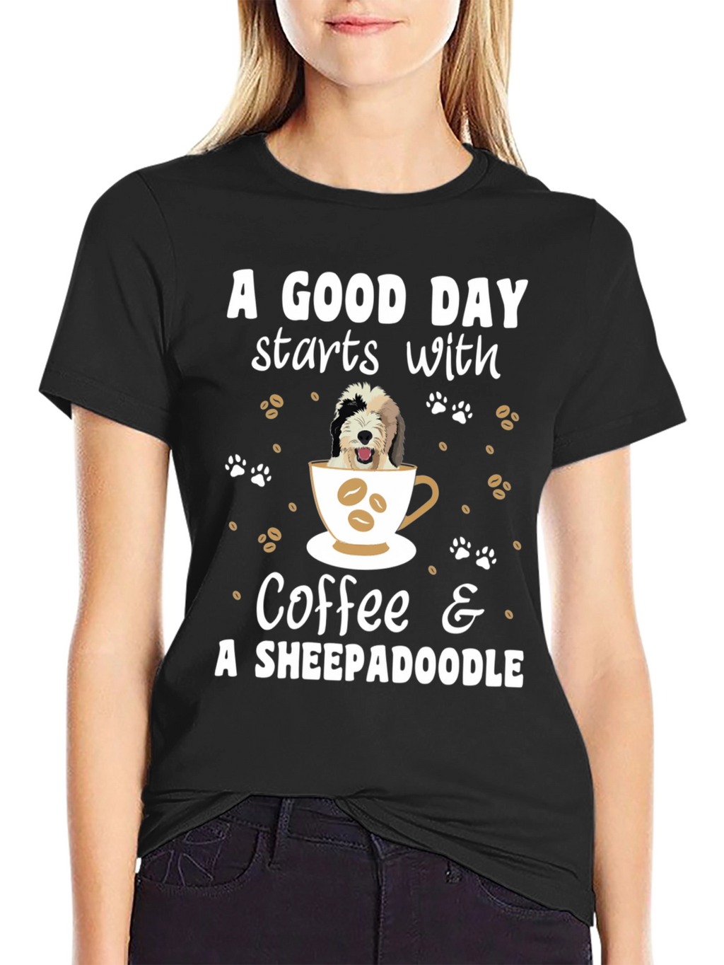 Coffee and Sheepadoodle Graphic Tee
