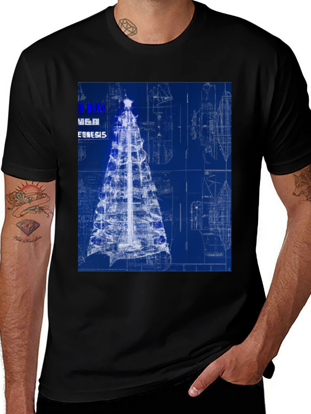 Blueprint Christmas Tree Graphic Tee