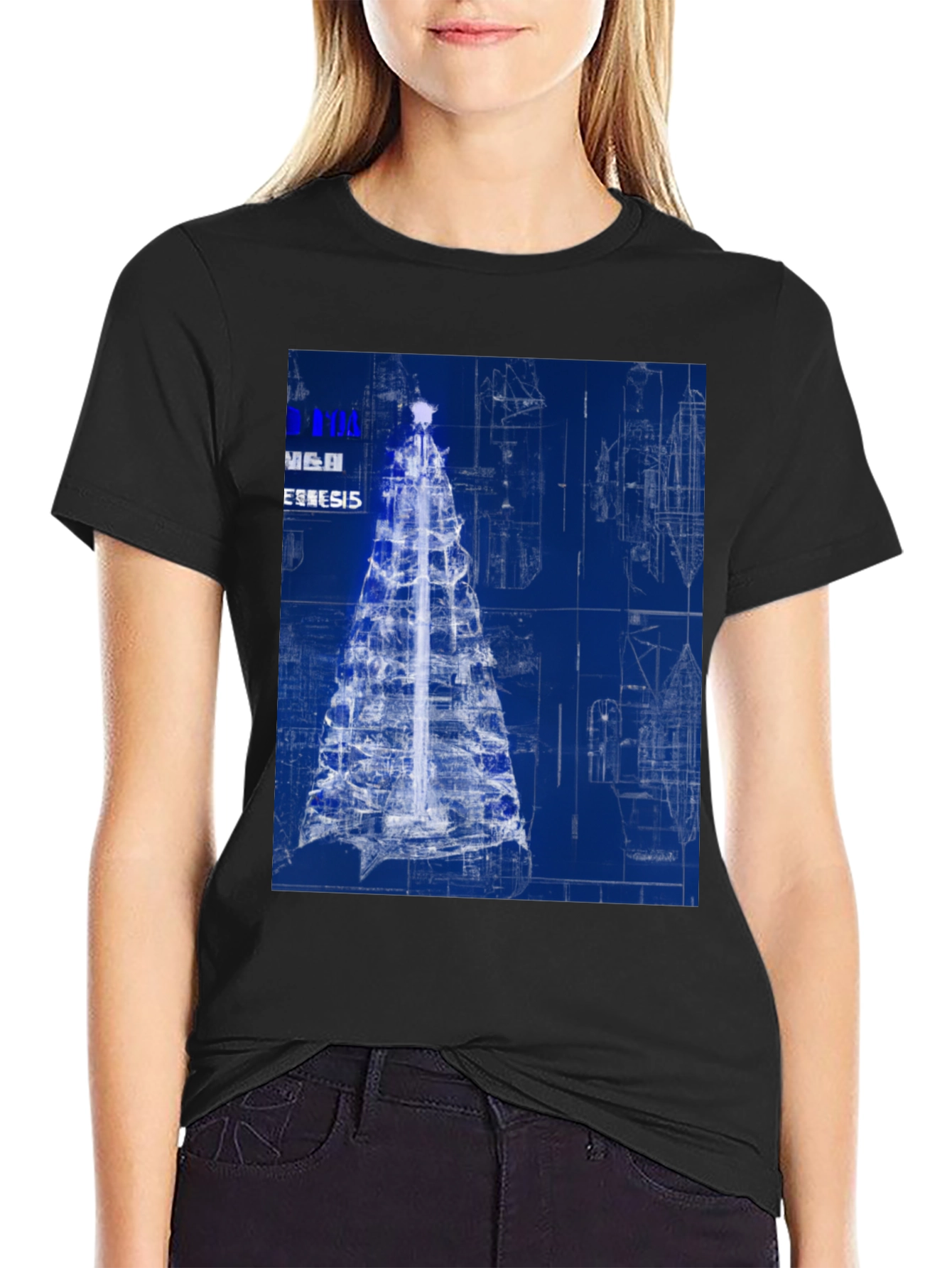 Blueprint Christmas Tree Graphic Tee