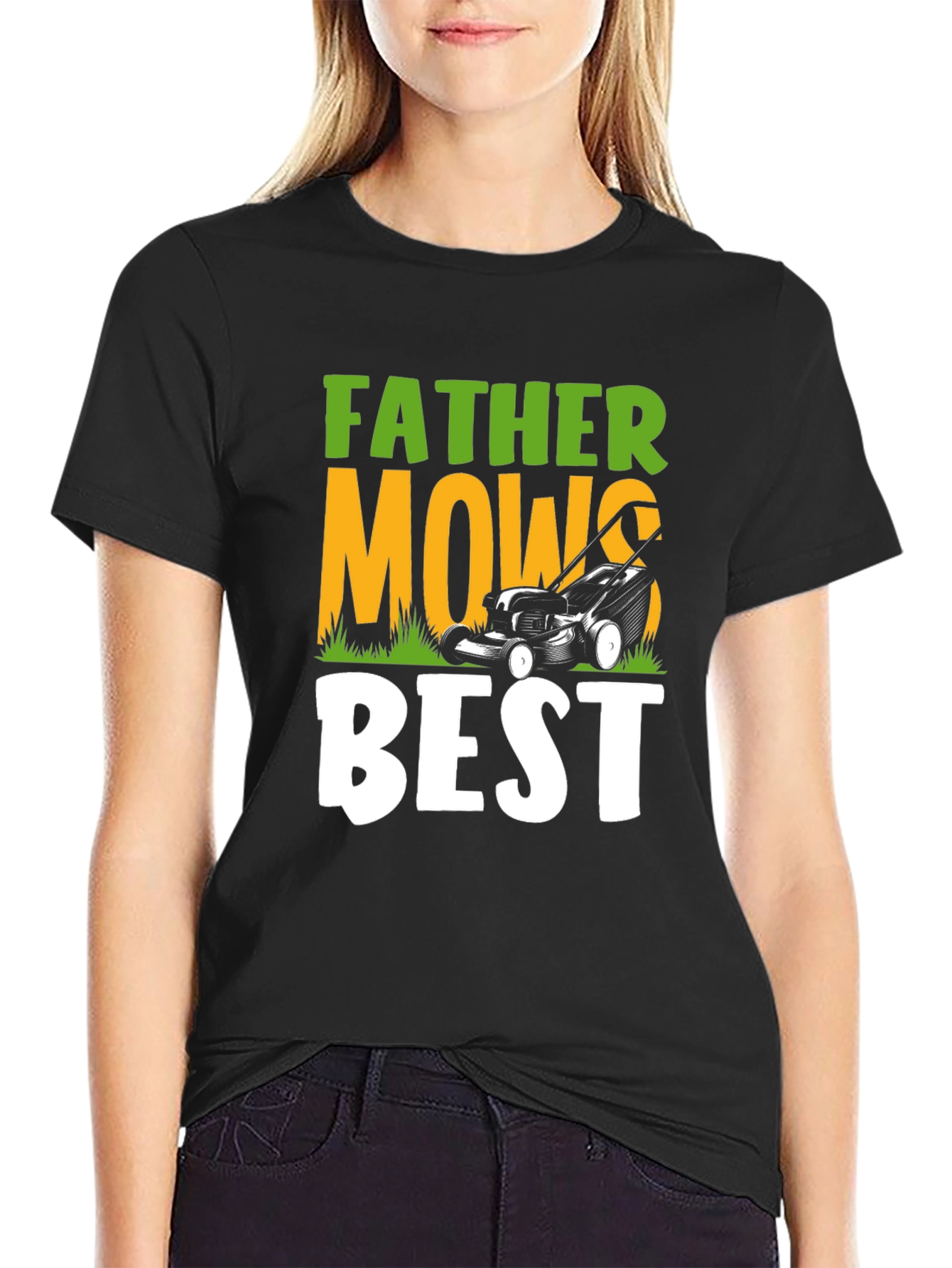 Father Mows Best Graphic Tee - Lawn Care Dad Shirt