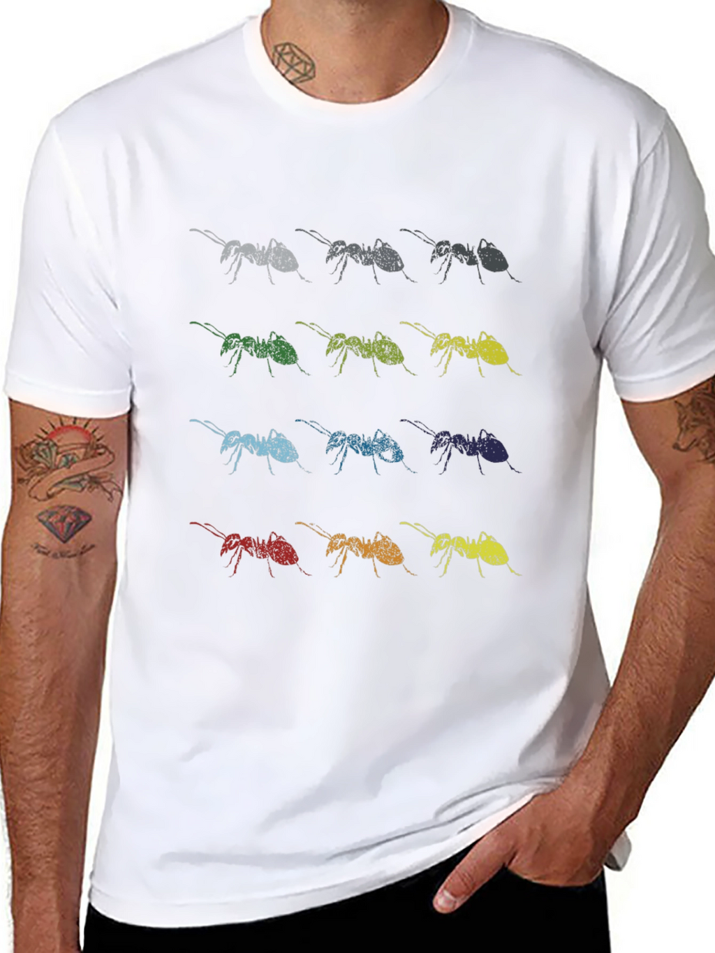 Ant Array Graphic Print Tee - Soft Cotton Blend