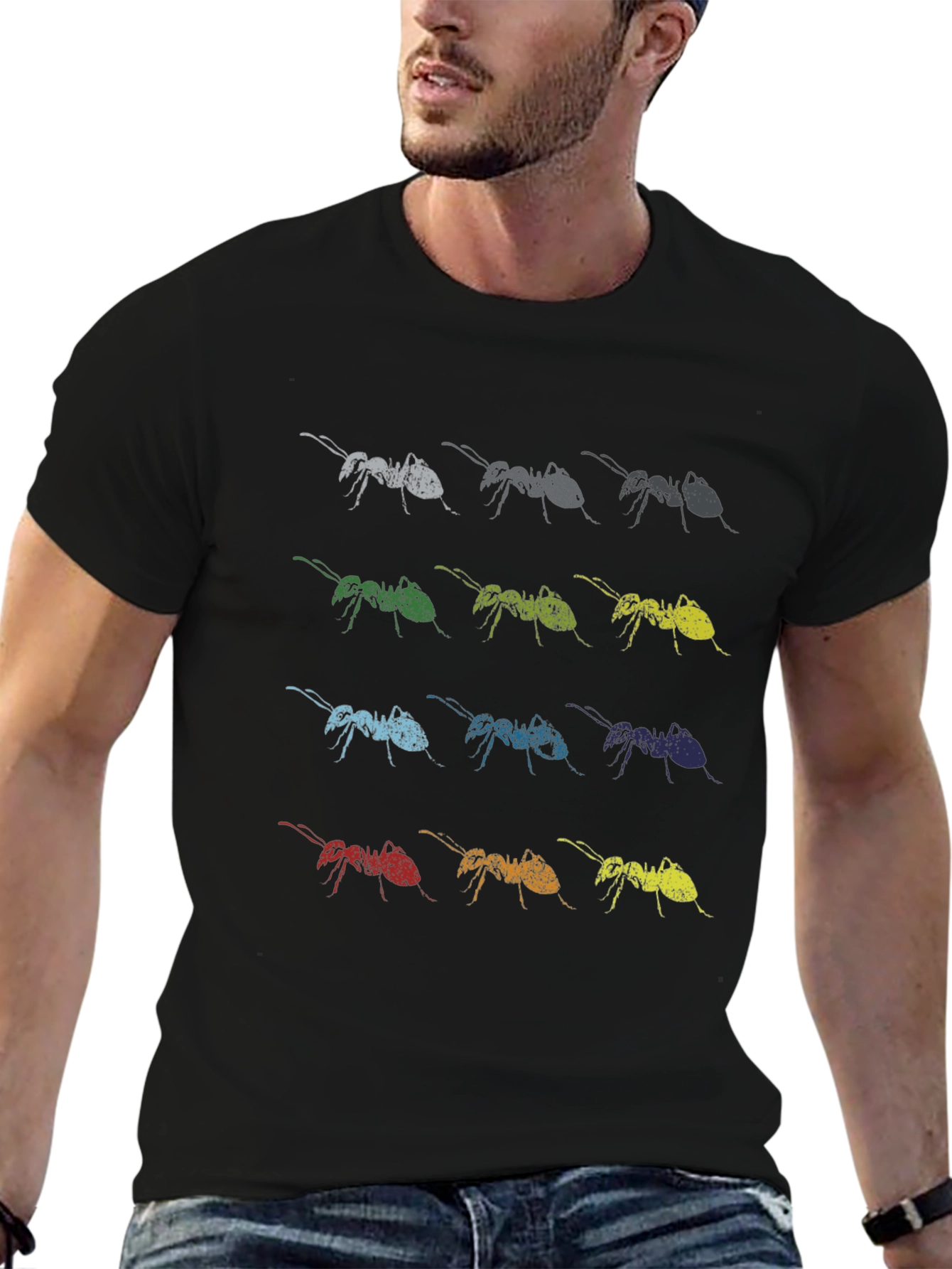 Ant Array Graphic Print Tee - Soft Cotton Blend