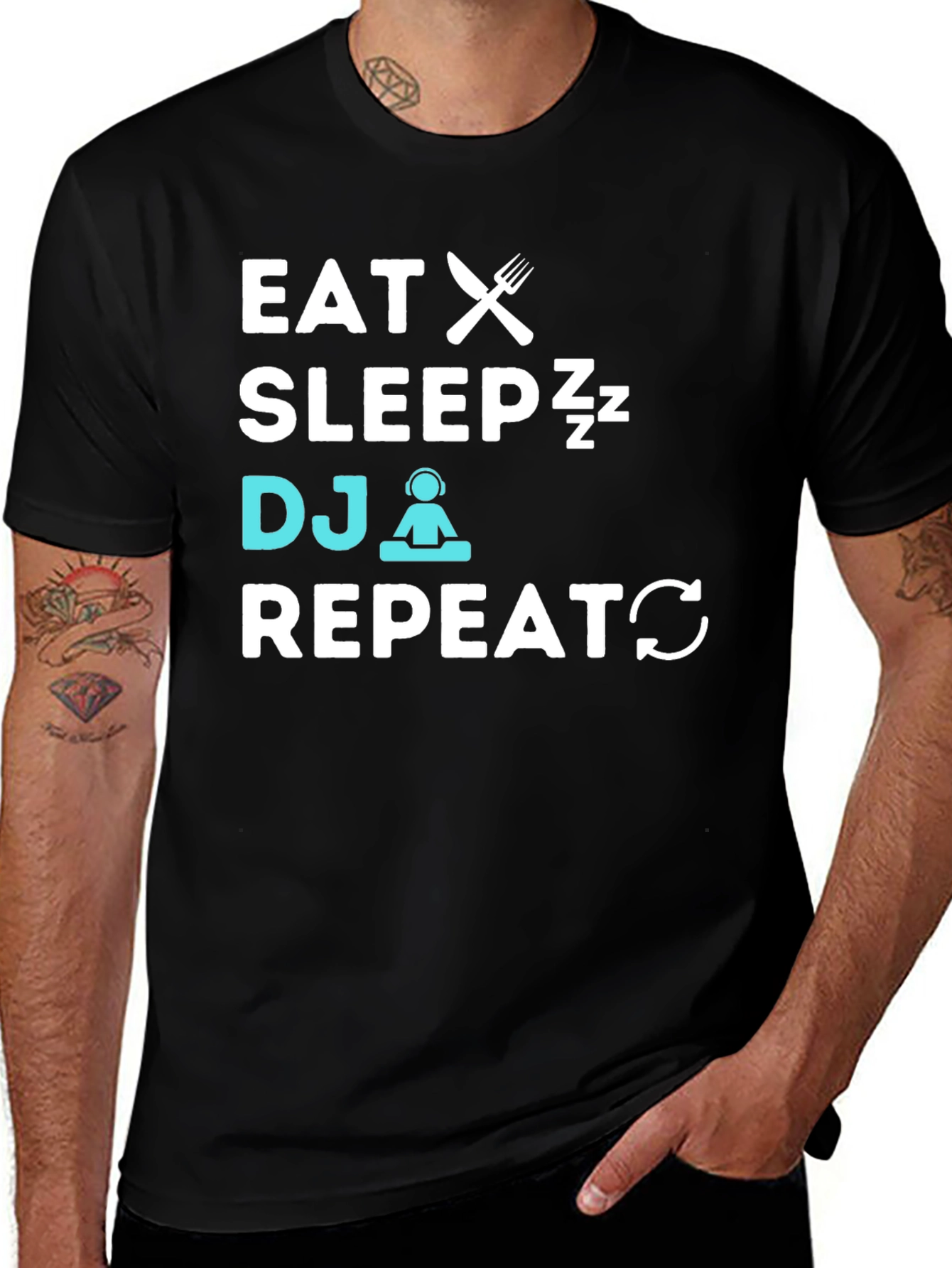 Eat Sleep DJ Repeat Graphic T-Shirt