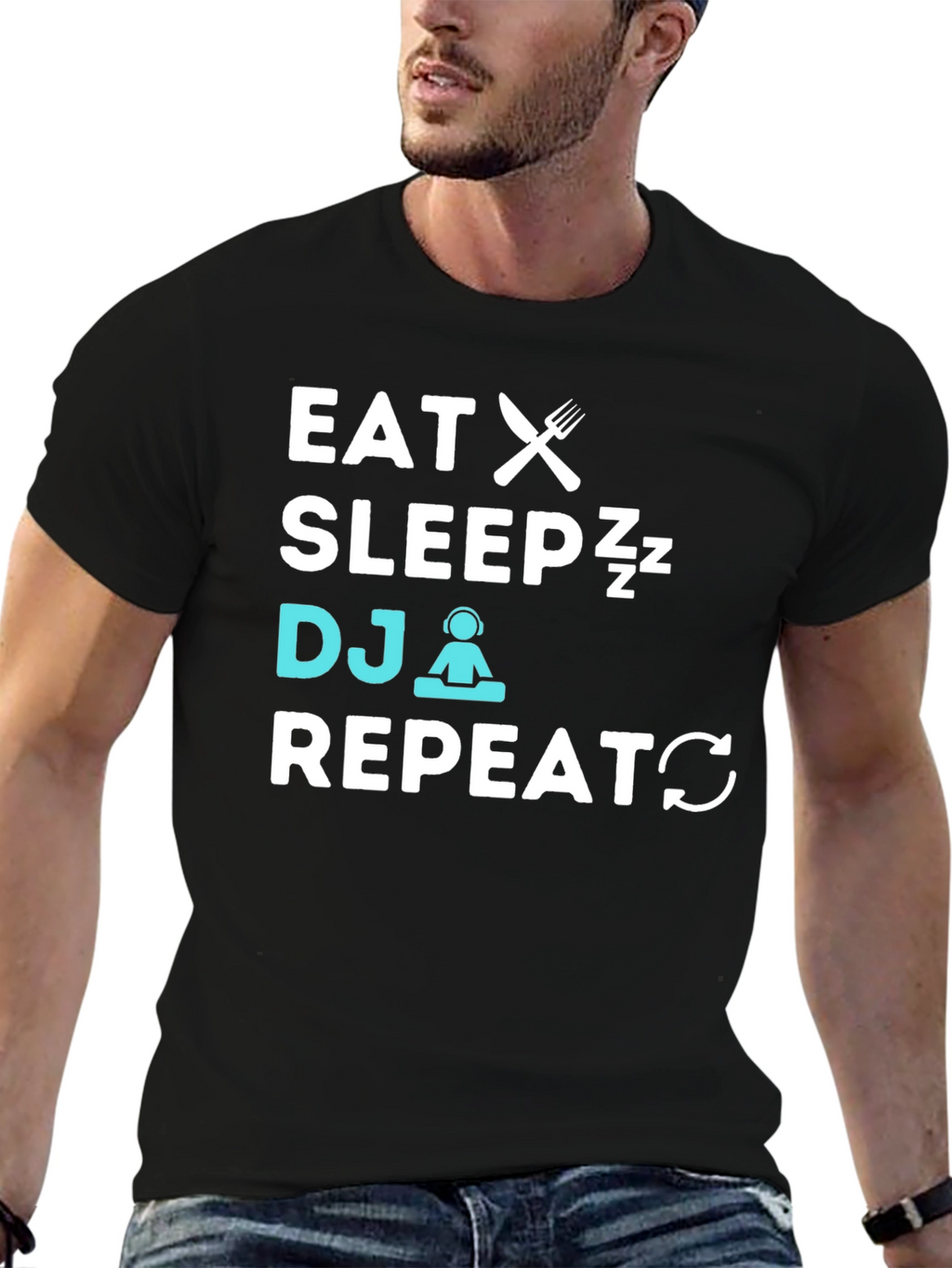Eat Sleep DJ Repeat Graphic T-Shirt