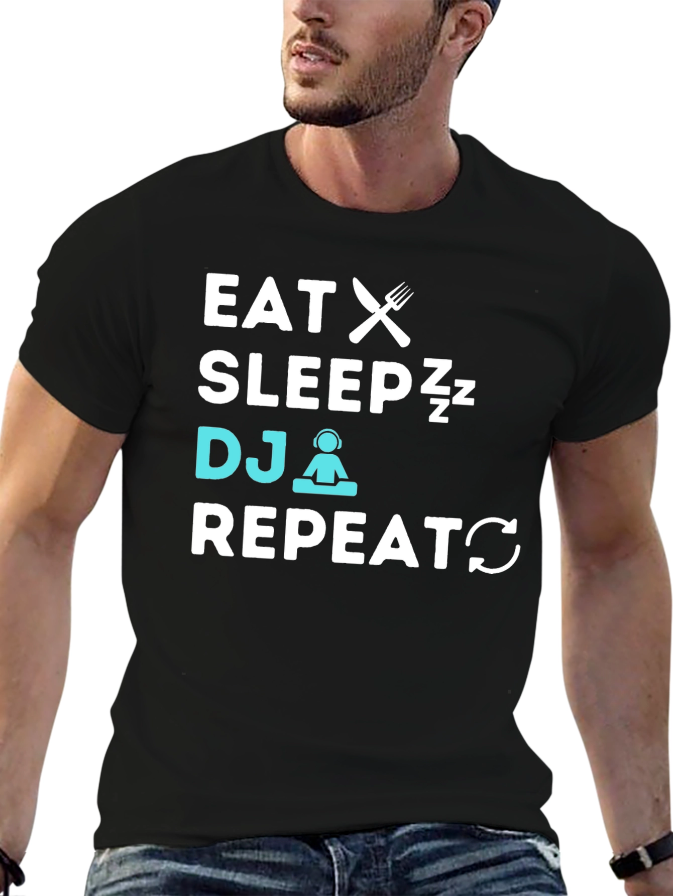 Eat Sleep DJ Repeat Graphic T-Shirt