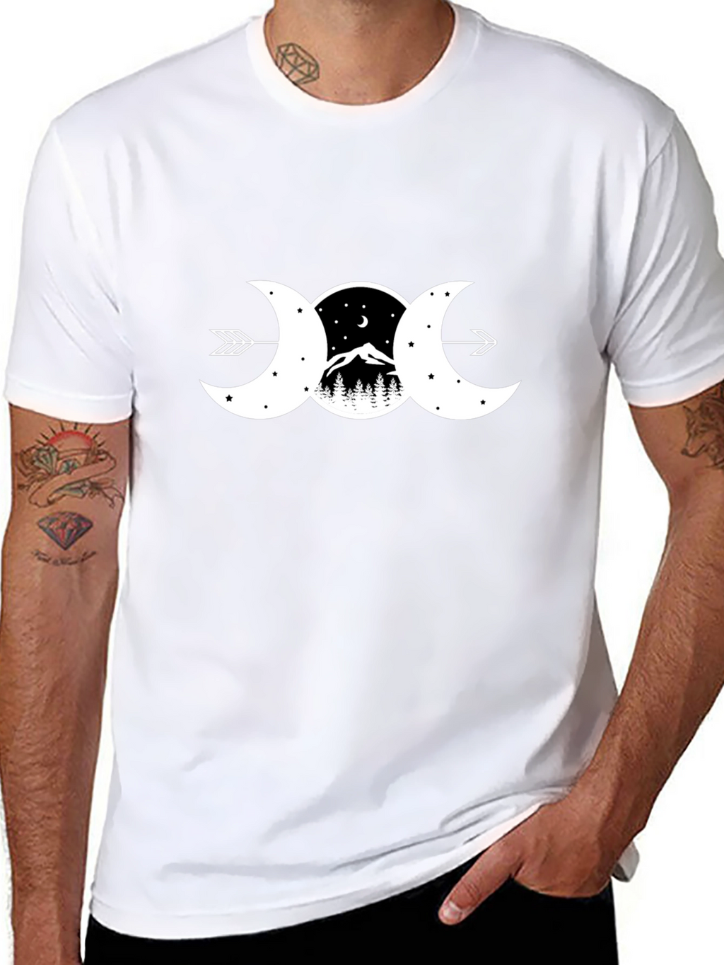 Triple Moon Goddess T-Shirt - Nature Design