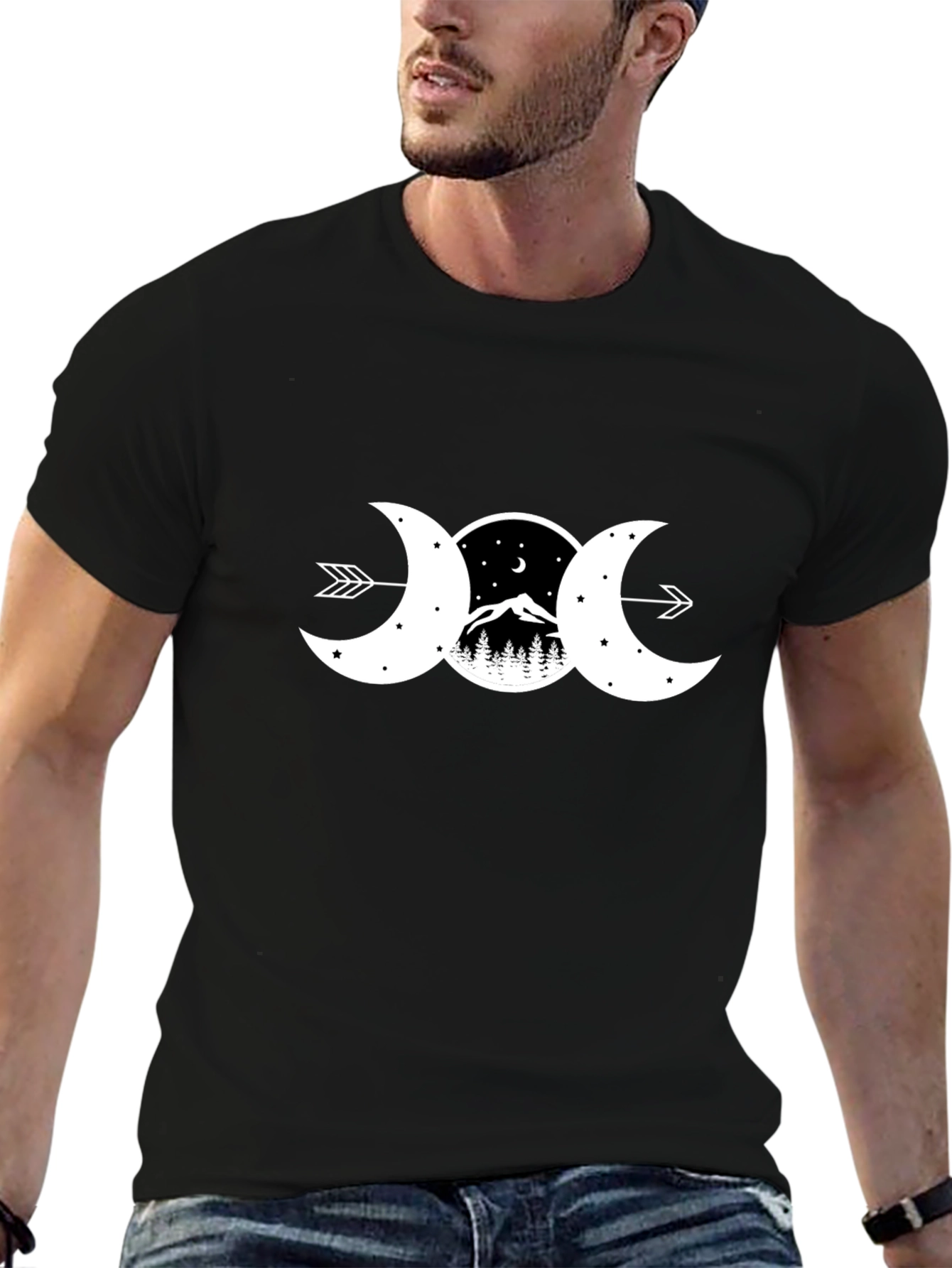 Triple Moon Goddess T-Shirt - Nature Design