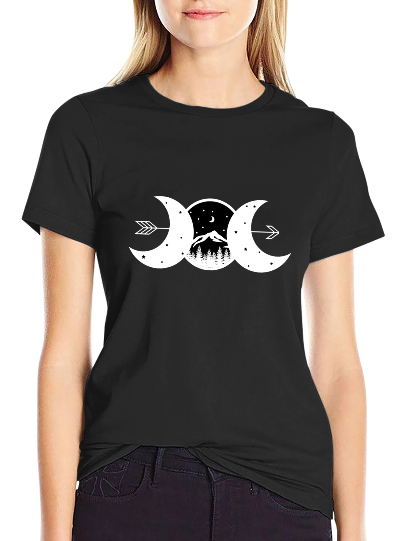 Triple Moon Goddess T-Shirt - Nature Design