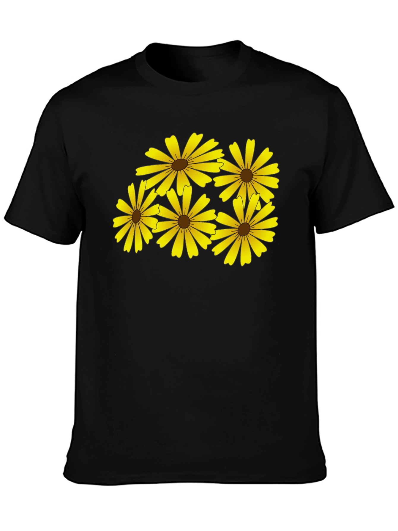 Daisy Print Black T-Shirt