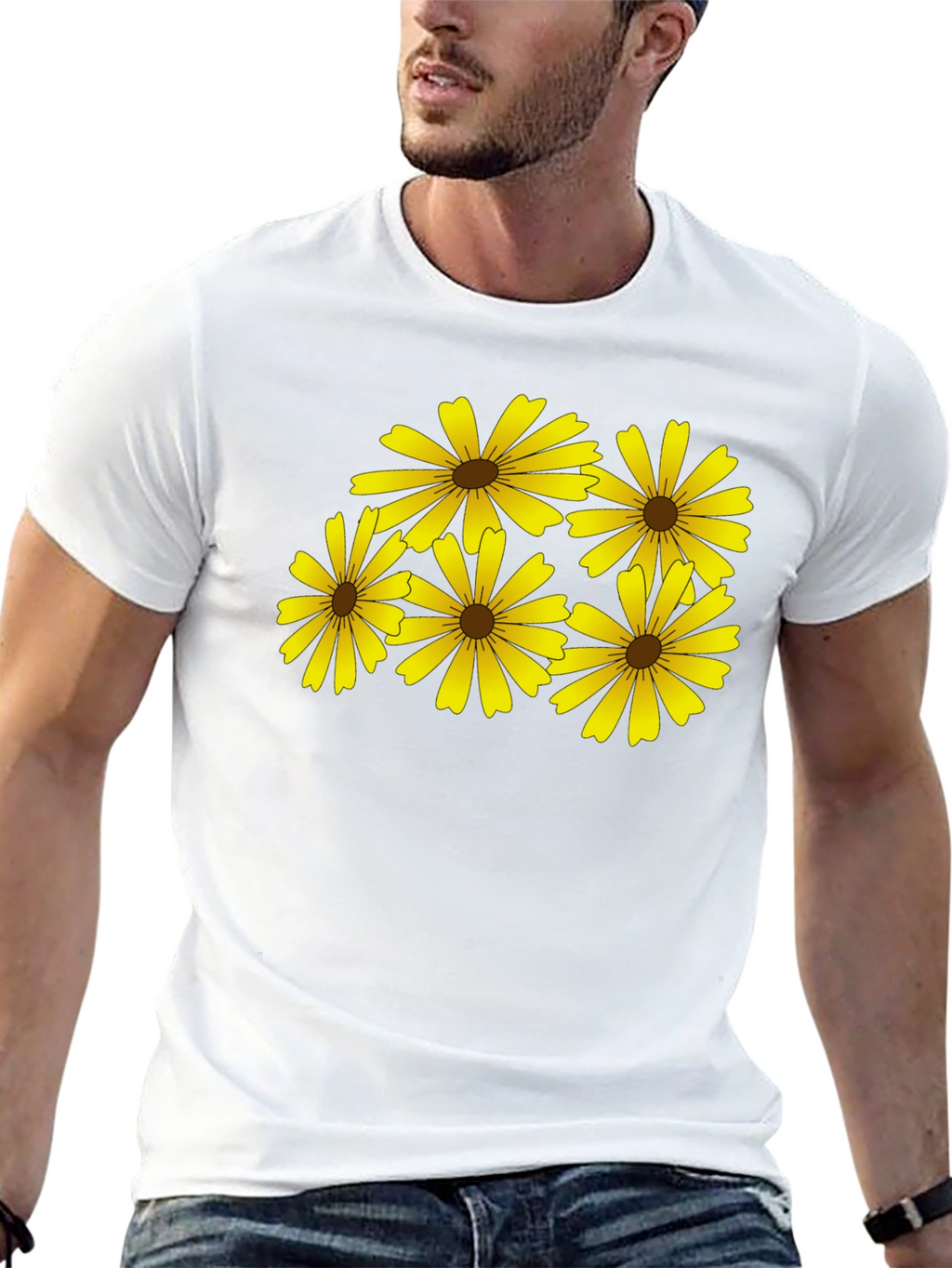 Daisy Print Black T-Shirt