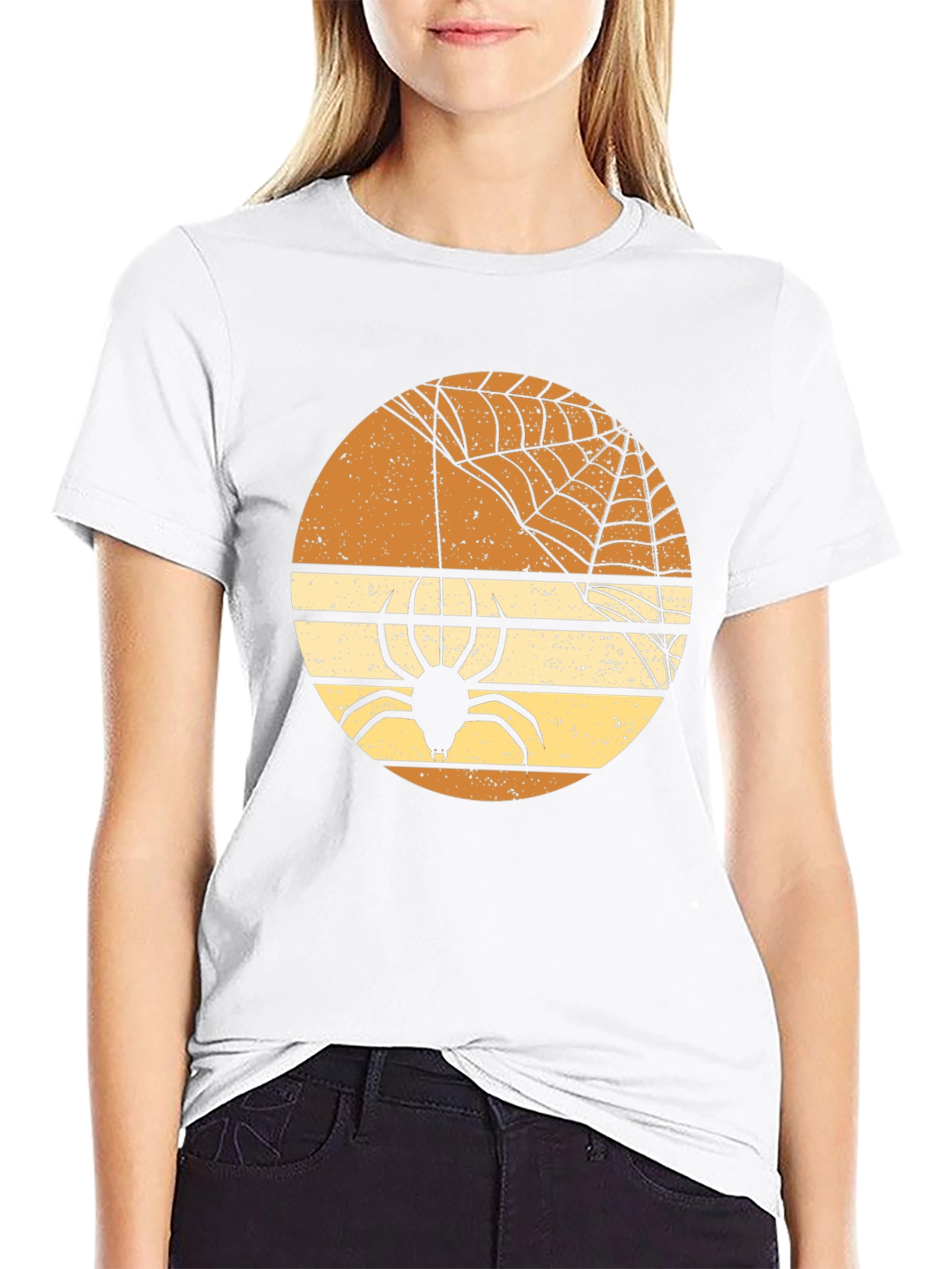 Retro Halloween Spider Web Graphic T-Shirt