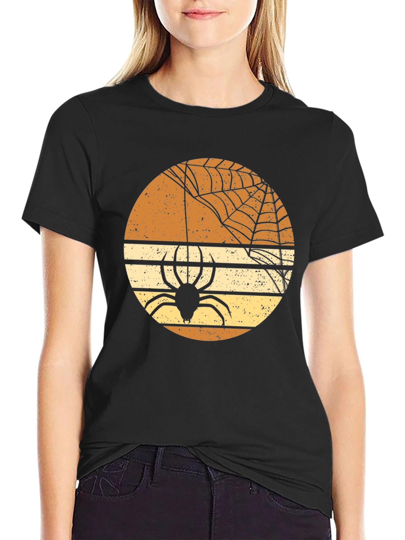 Retro Halloween Spider Web Graphic T-Shirt