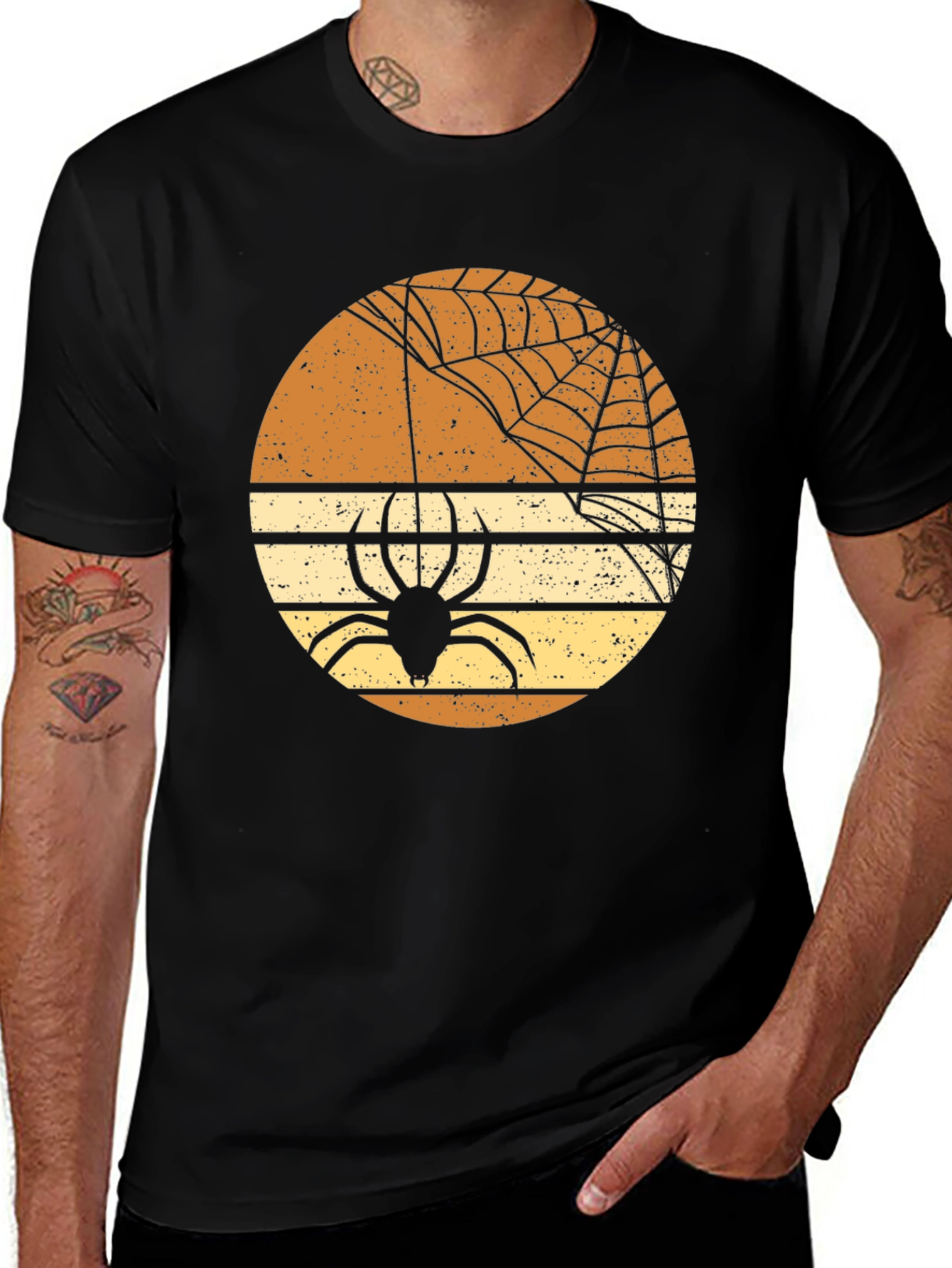 Retro Halloween Spider Web Graphic T-Shirt