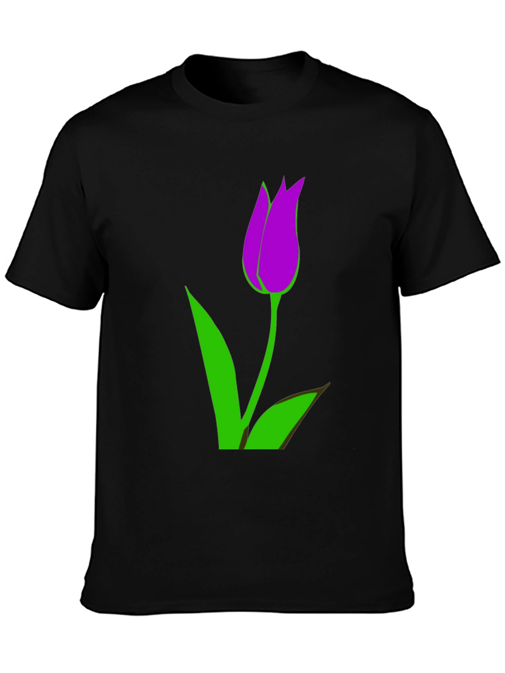 Mens Black T-Shirt with Purple Tulip Graphic