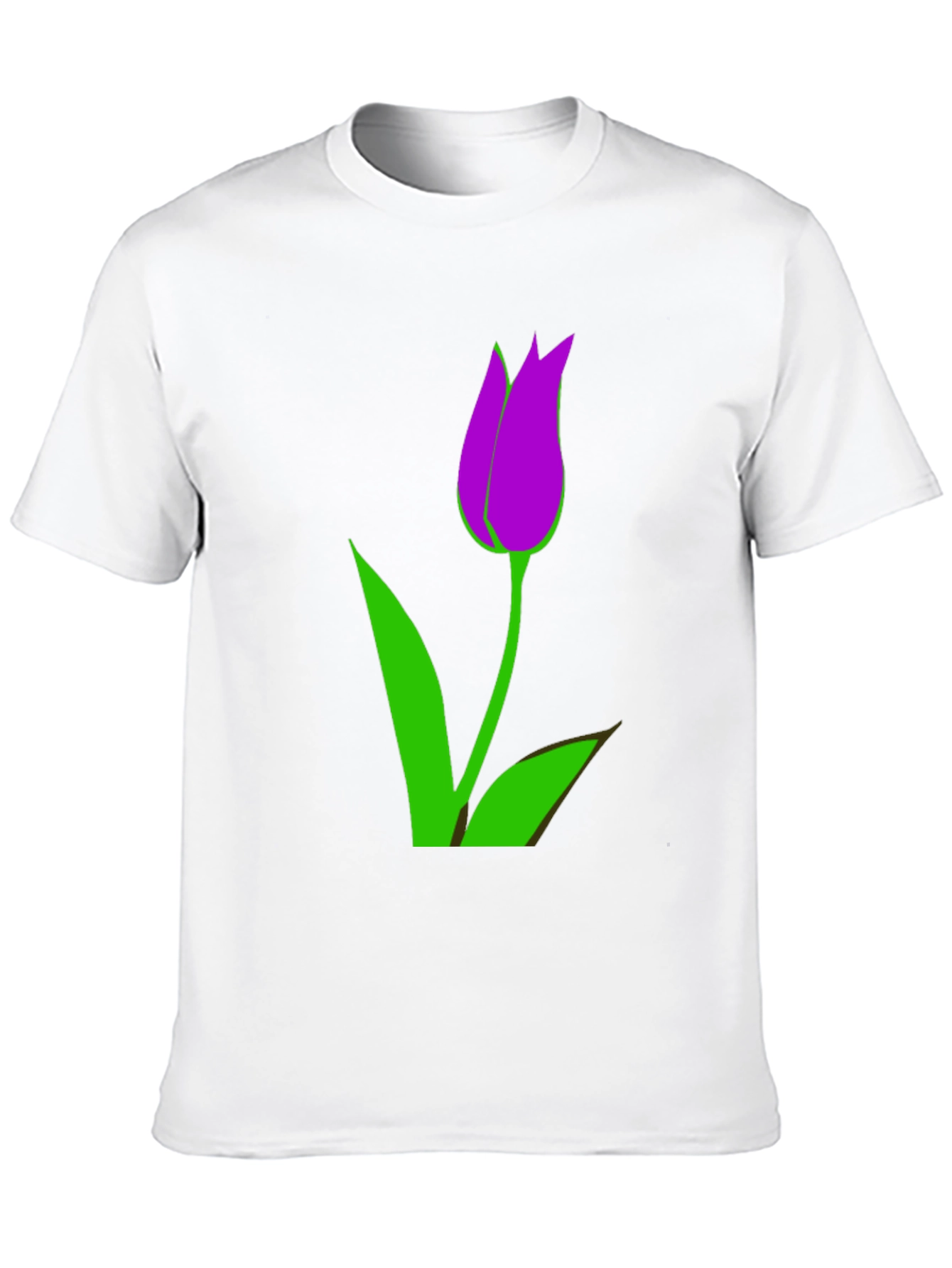 Mens Black T-Shirt with Purple Tulip Graphic