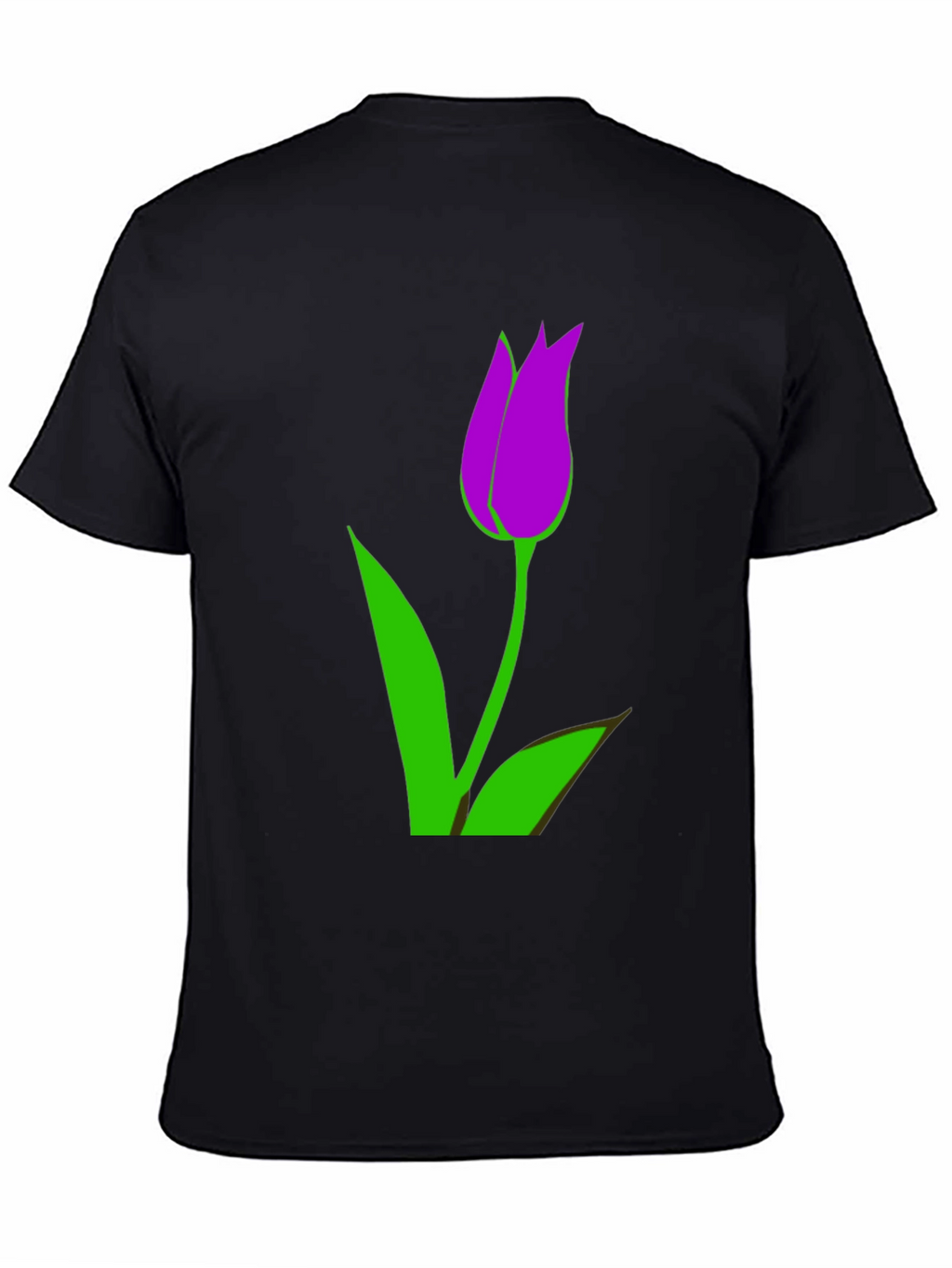 Mens Black T-Shirt with Purple Tulip Graphic