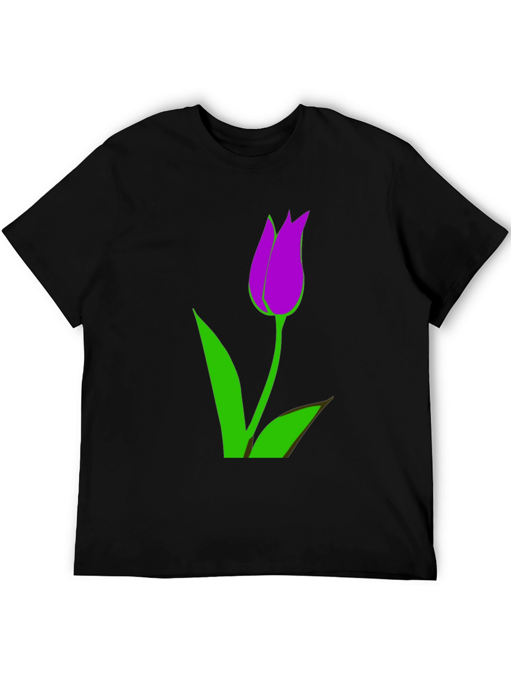 Mens Black T-Shirt with Purple Tulip Graphic