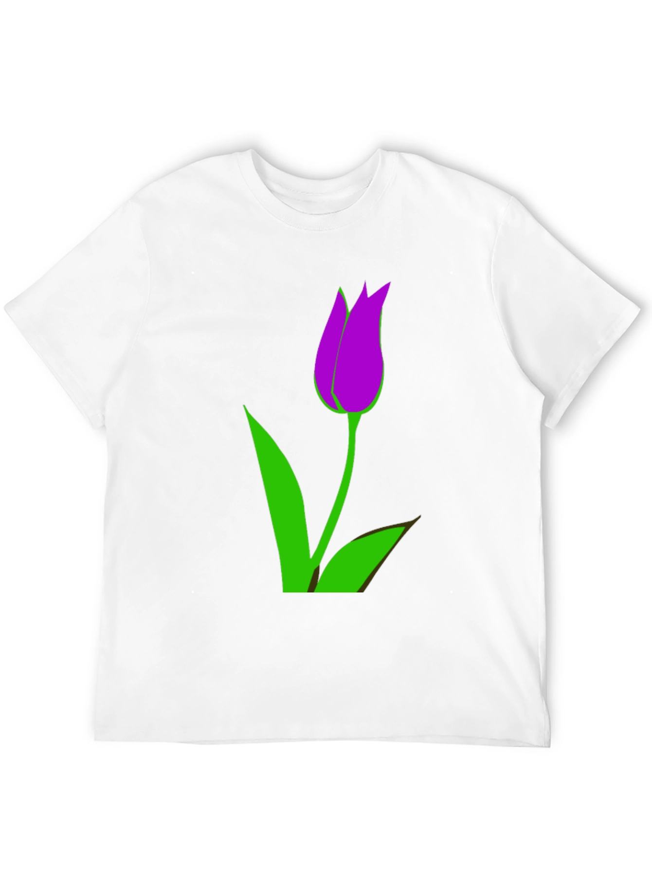 Mens Black T-Shirt with Purple Tulip Graphic