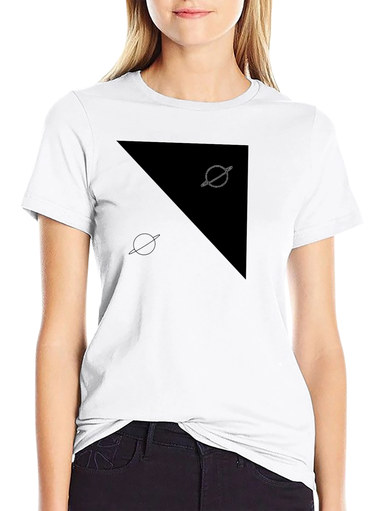 Abstract Planet Graphic Tee - Black Casual Shirt
