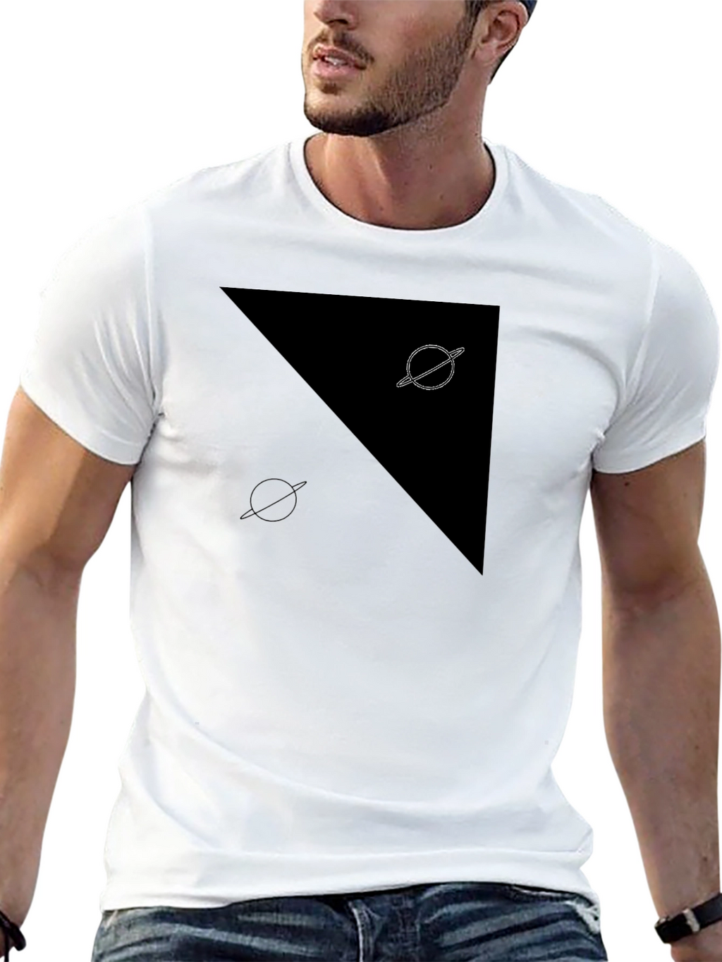 Abstract Planet Graphic Tee - Black Casual Shirt