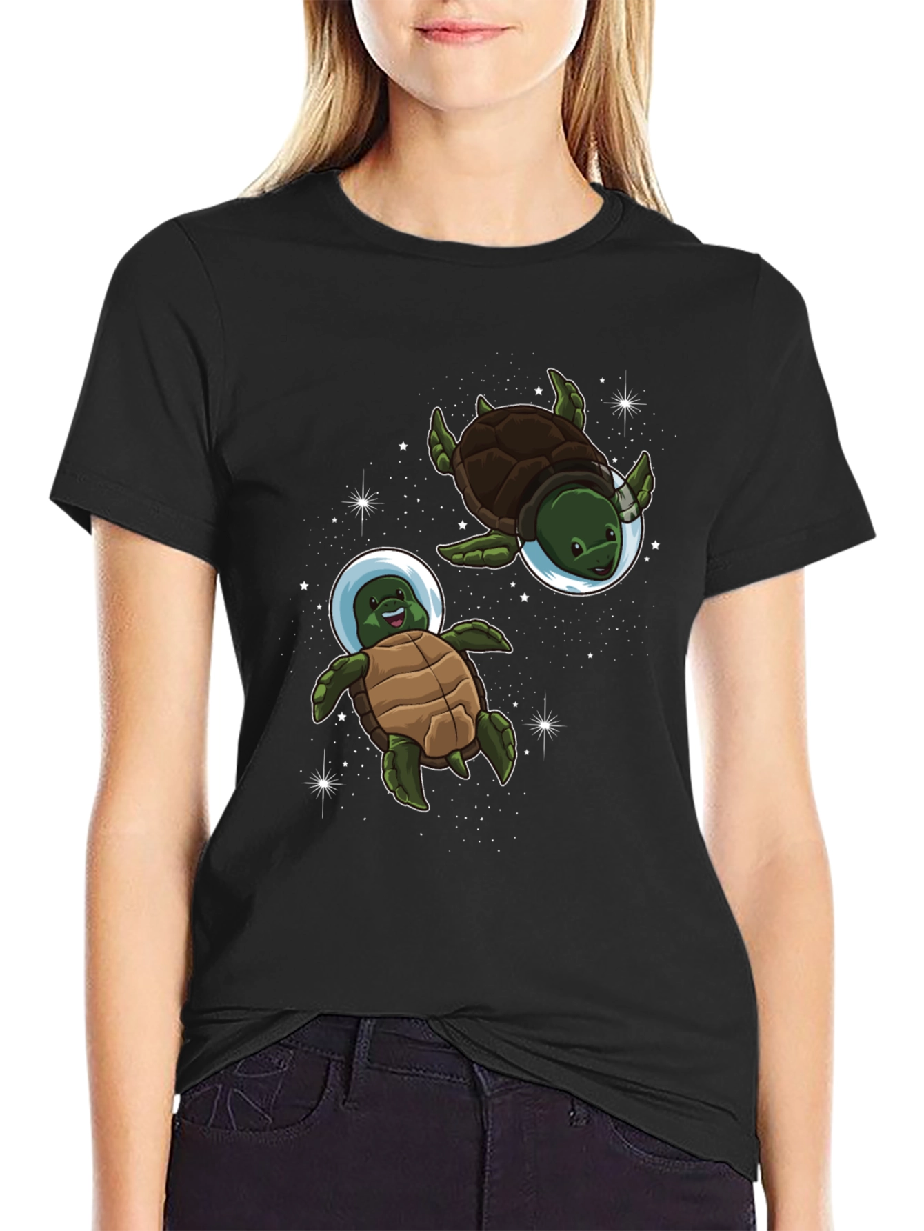 Space Turtles Black T-Shirt