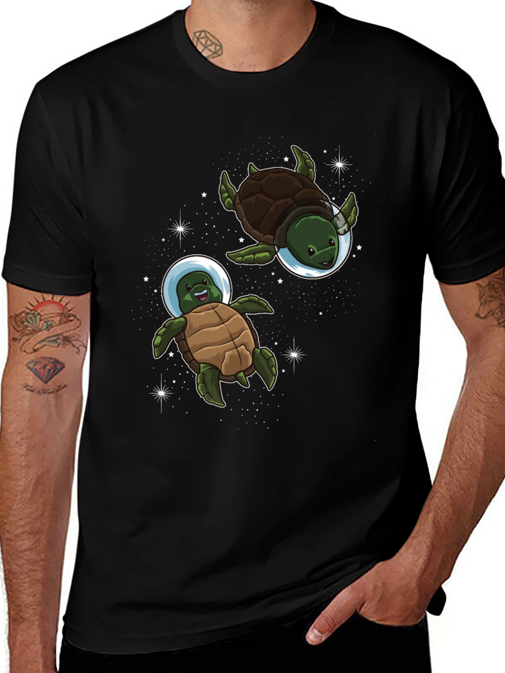 Space Turtles Black T-Shirt