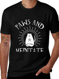 Paws and Meditate Black T-Shirt