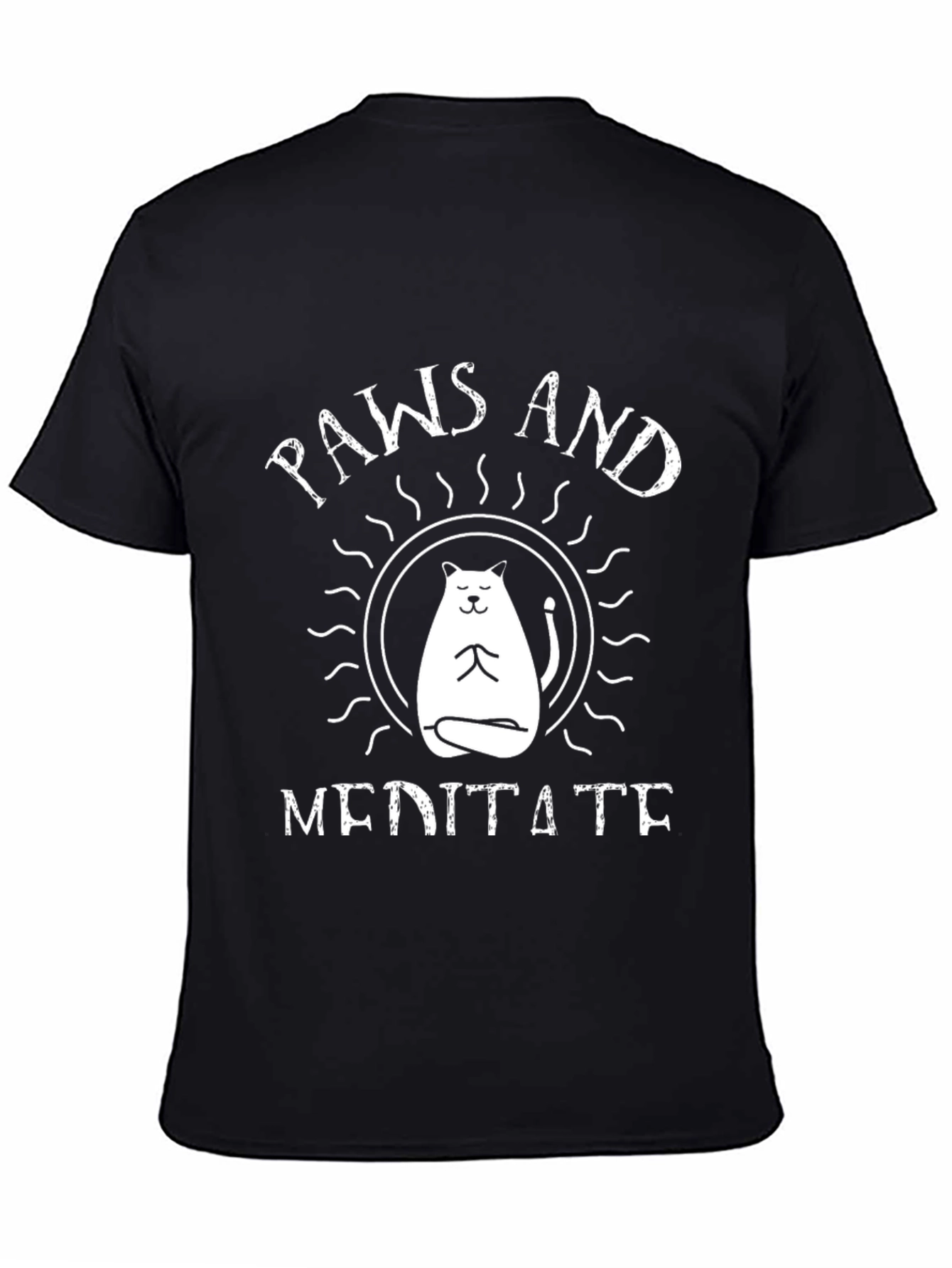Paws and Meditate Black T-Shirt