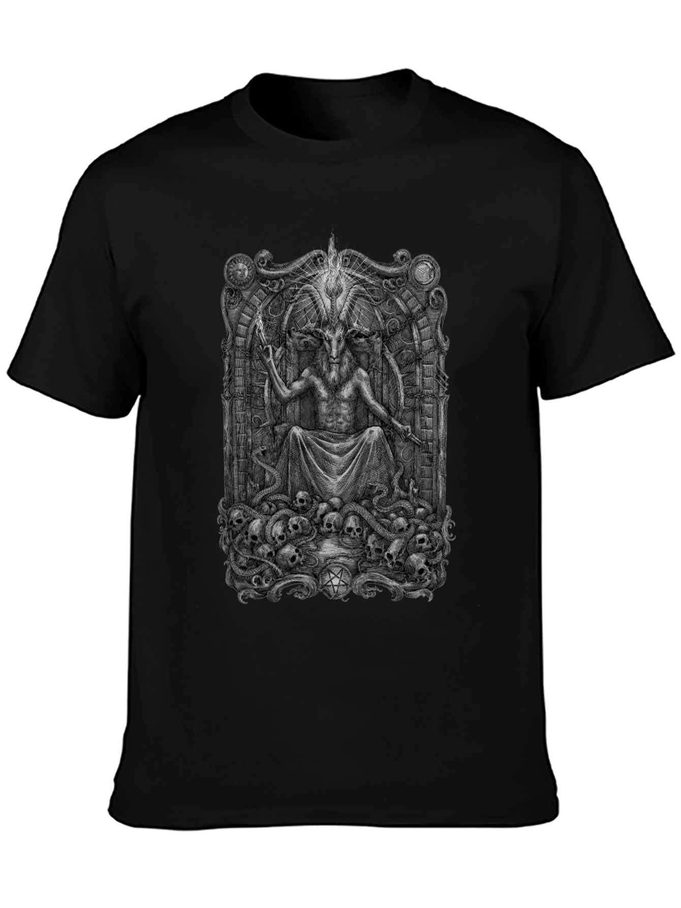 Baphomet Throne Graphic T-Shirt - Occult Style