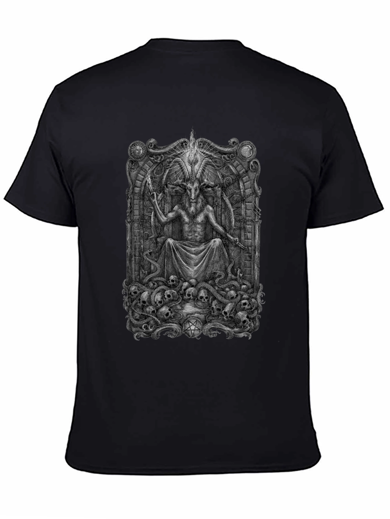 Baphomet Throne Graphic T-Shirt - Occult Style