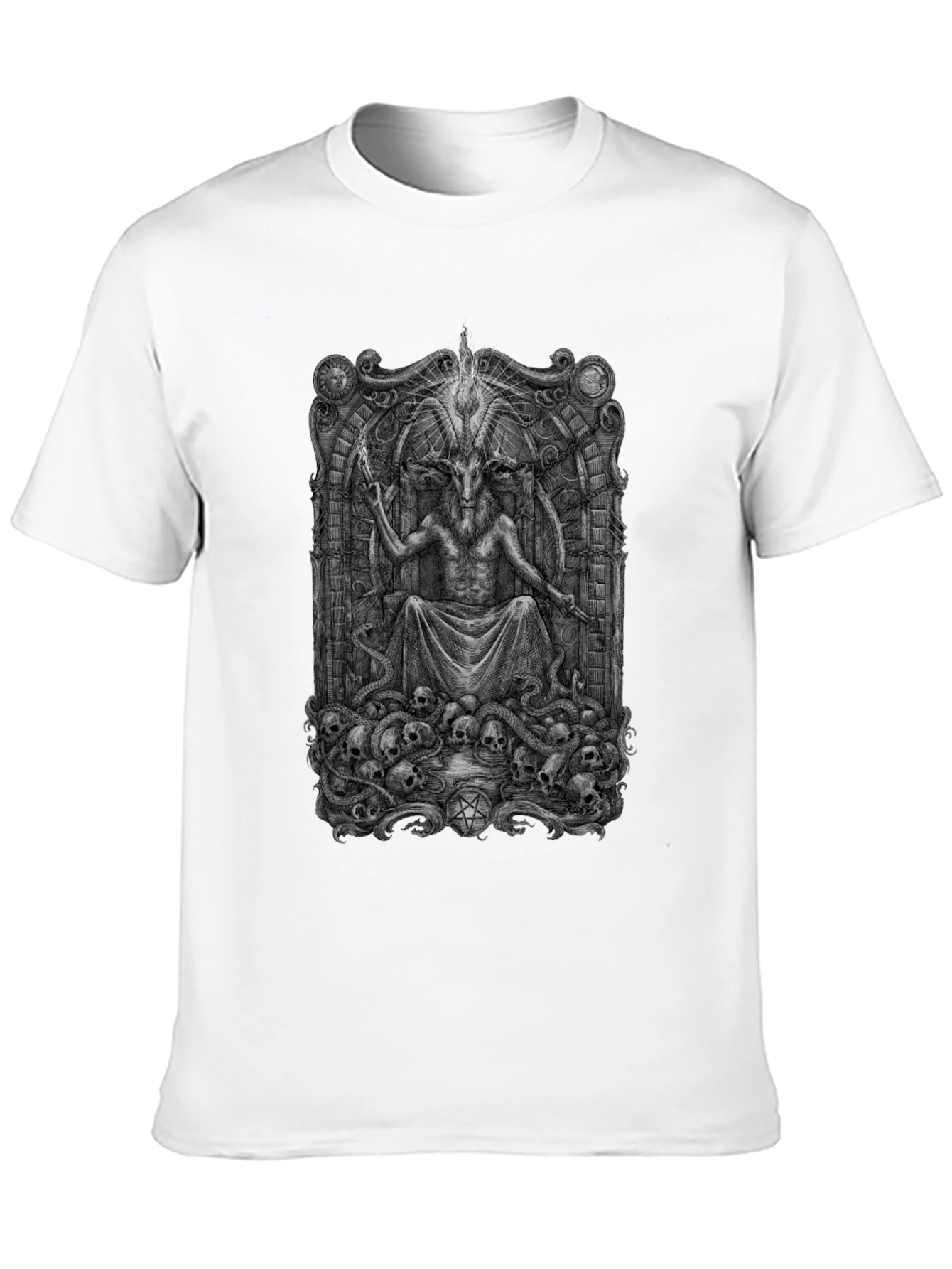 Baphomet Throne Graphic T-Shirt - Occult Style