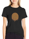 Dripping Basketball Graphic Tee - Black Cotton T-Shirt