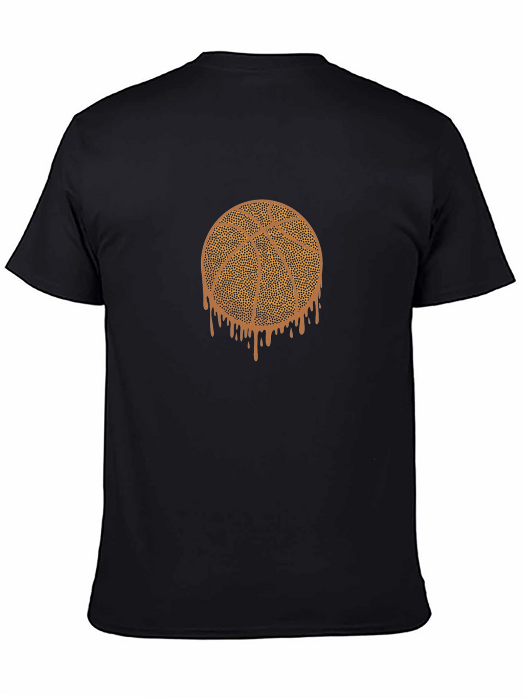 Dripping Basketball Graphic Tee - Black Cotton T-Shirt