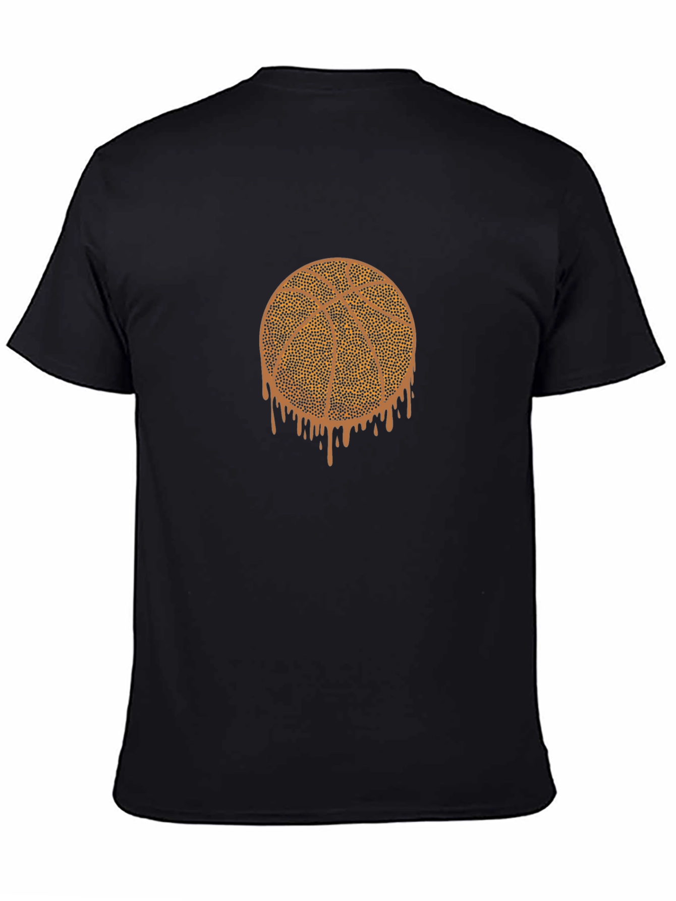 Dripping Basketball Graphic Tee - Black Cotton T-Shirt