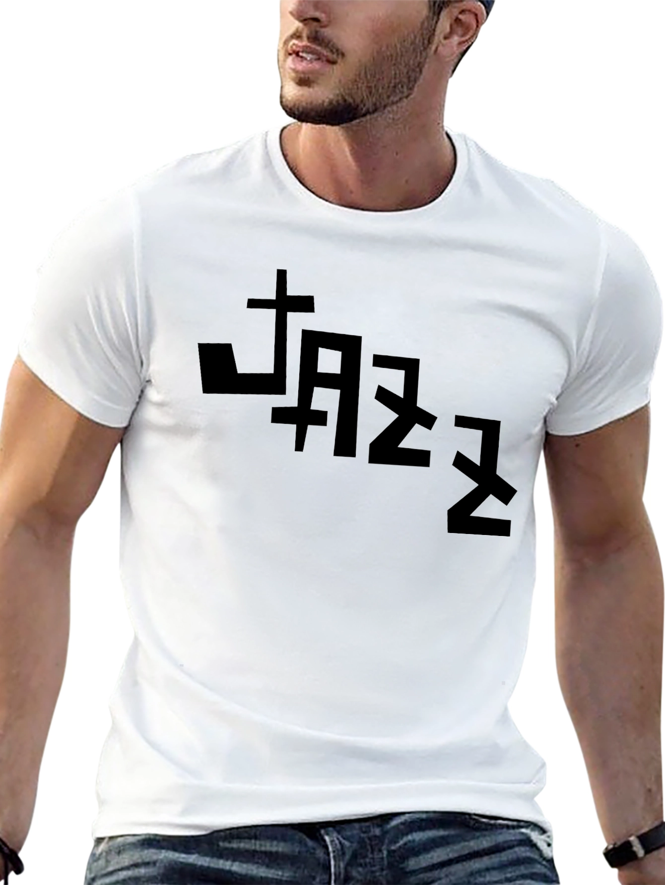 JAZZ Graphic Tee - Stylish Black Cotton T-Shirt