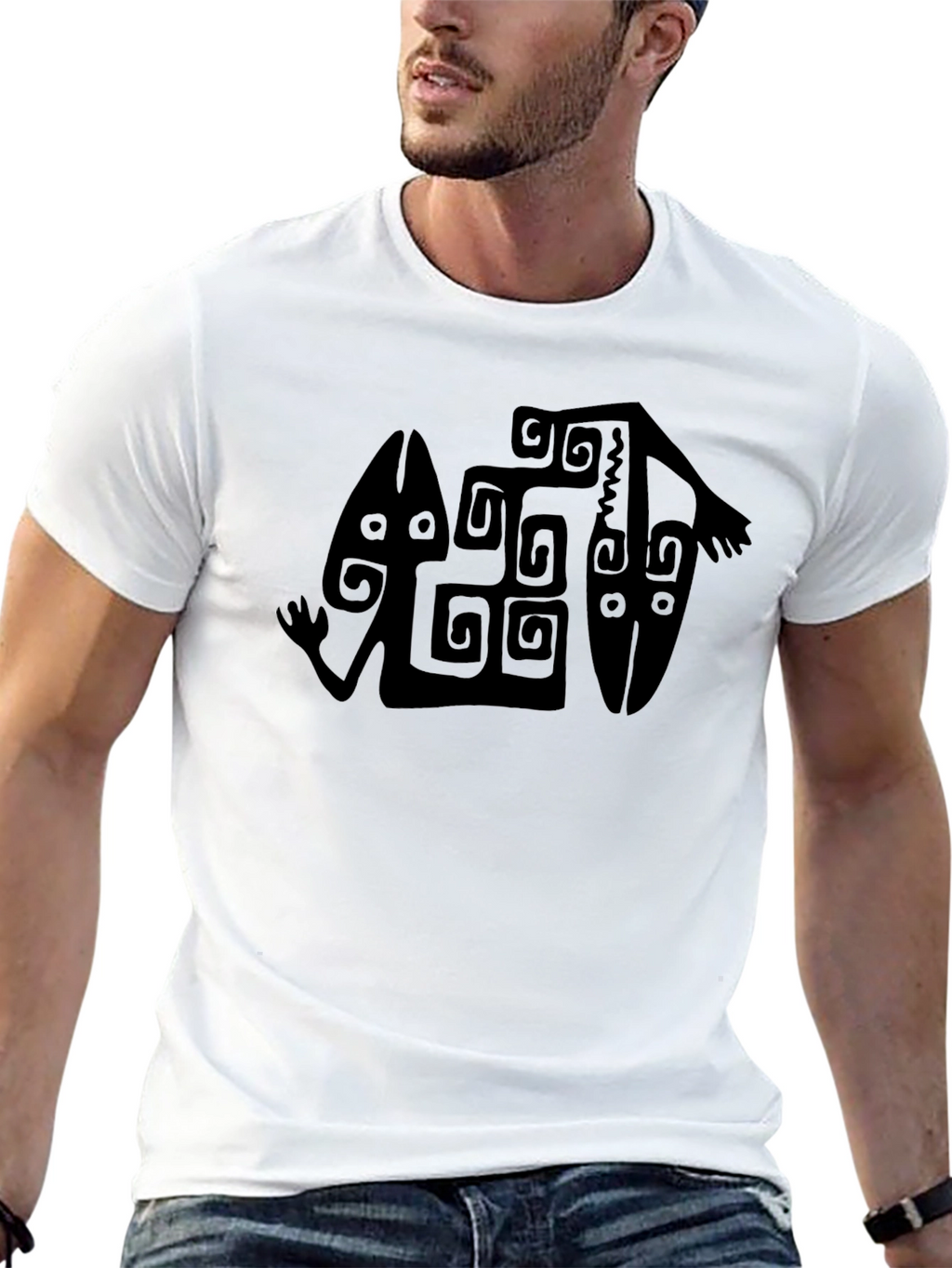 Tribal Art Graphic T-Shirt - Black