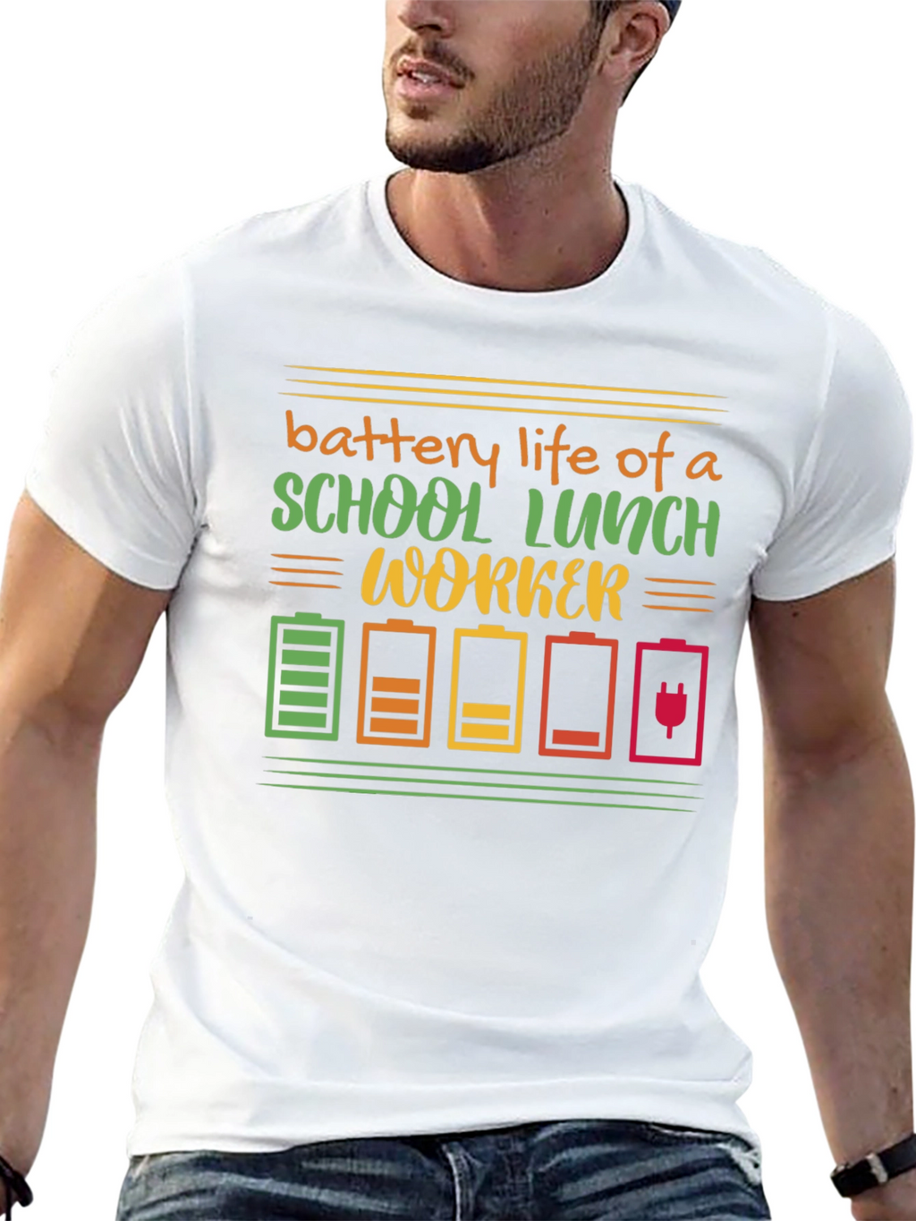 School Lunch Worker Battery Life Graphic Tee