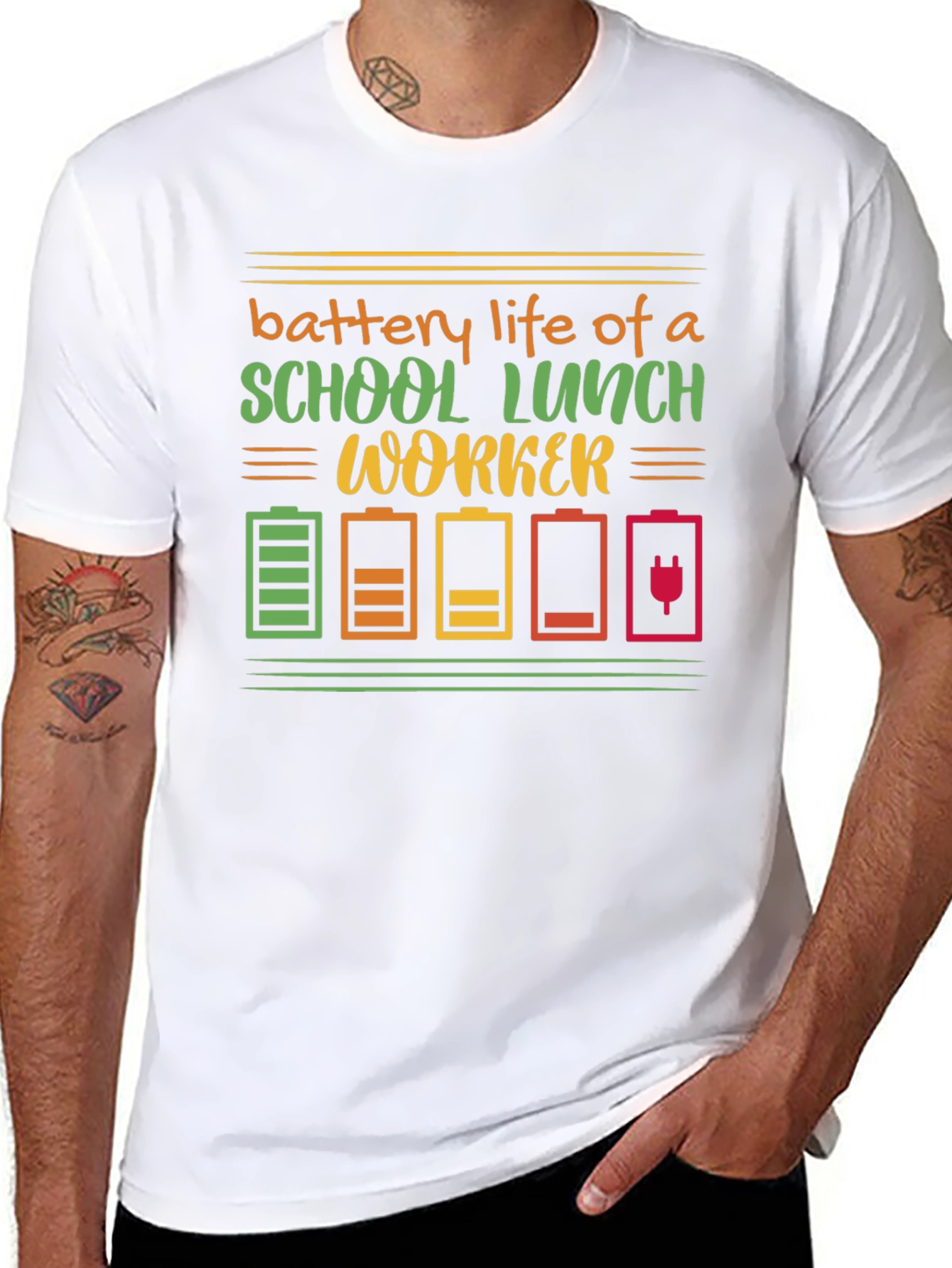 School Lunch Worker Battery Life Graphic Tee