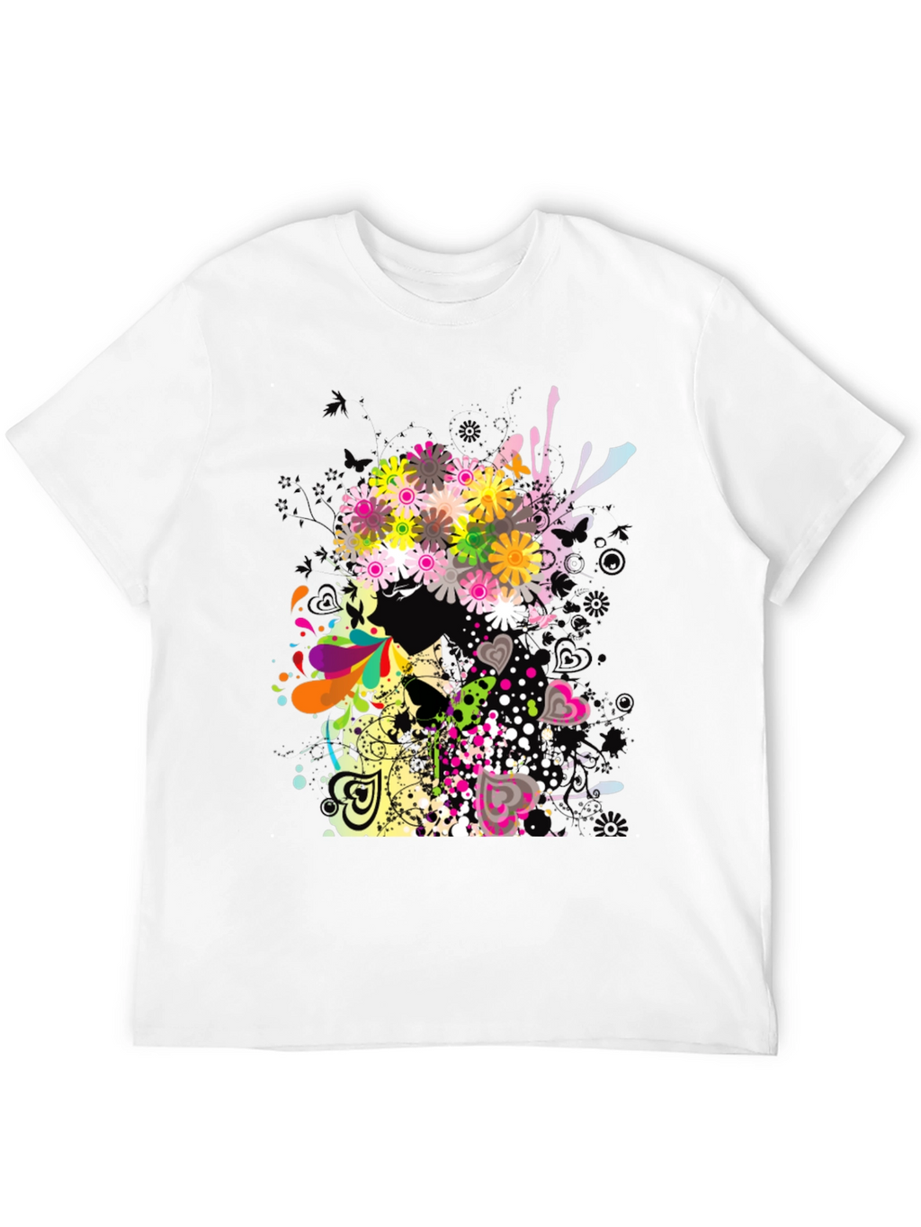 Floral Skull Graphic Black T-Shirt