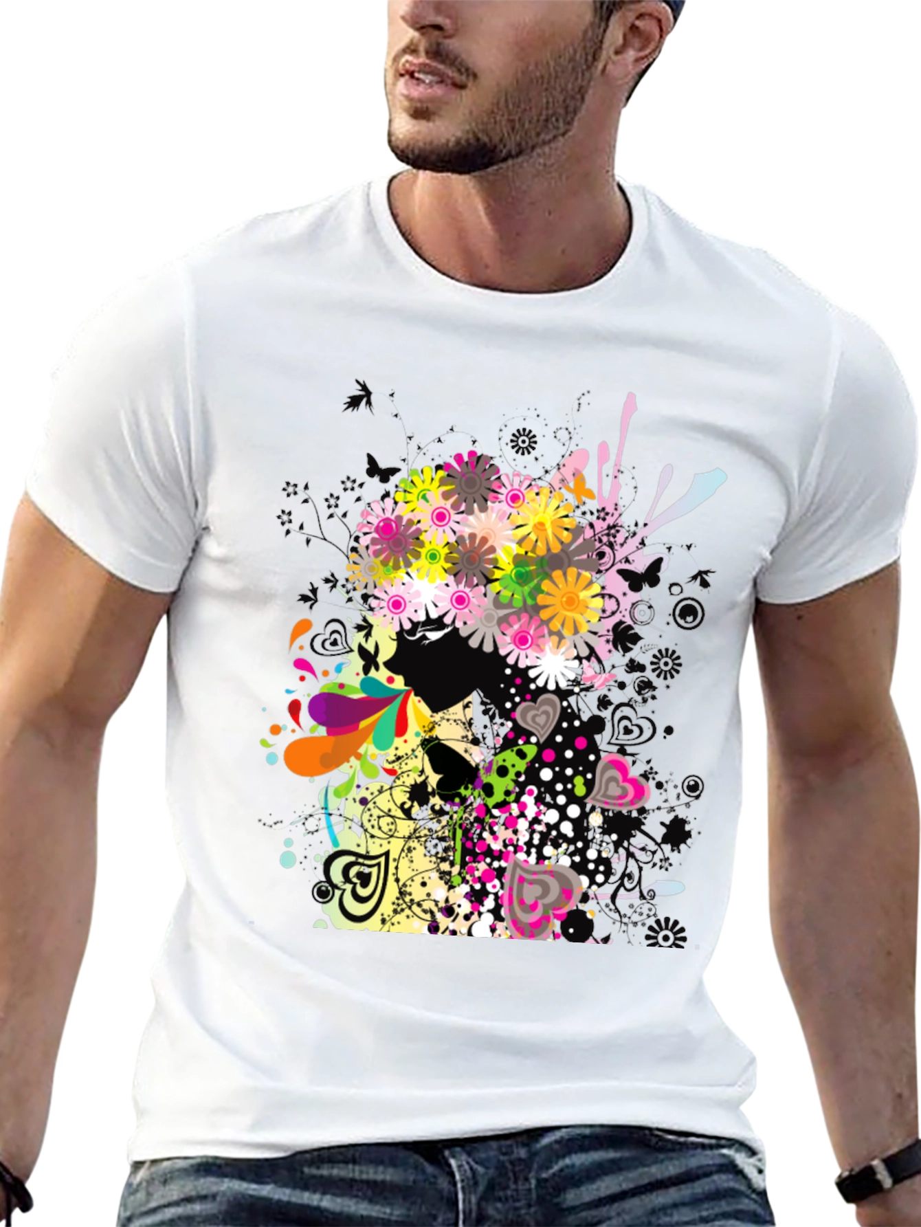 Floral Skull Graphic Black T-Shirt
