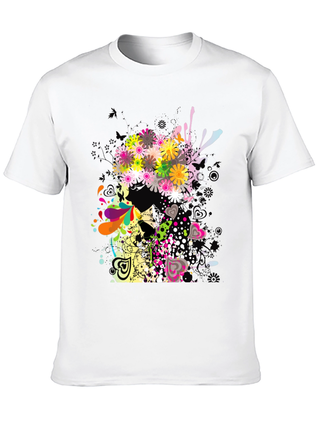 Floral Skull Graphic Black T-Shirt